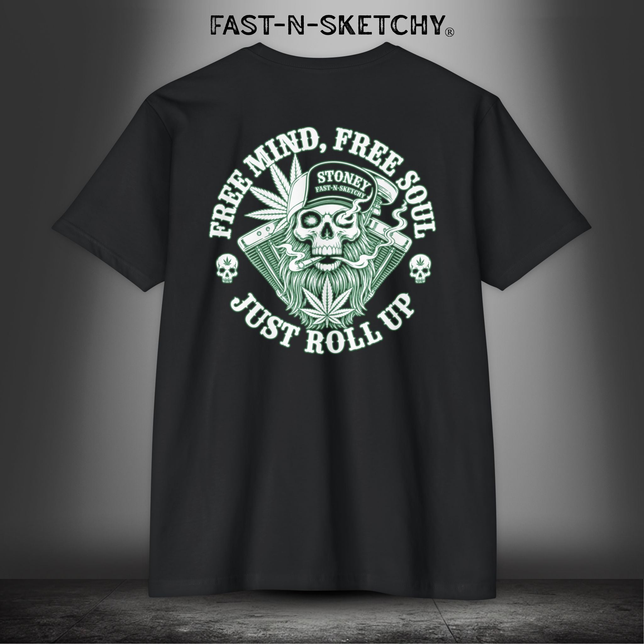Free Mind, Free Soul, Just Roll Up By Stoney Premium Fitted Tee