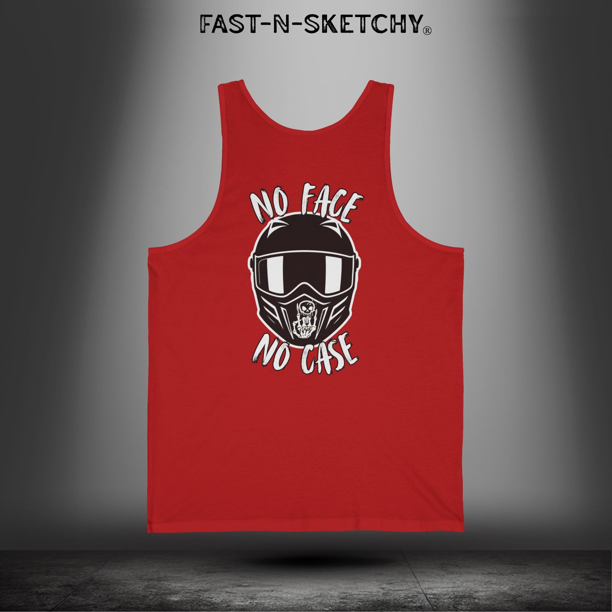 No Face No Case Tank Top — Fast-N-Sketchy Moto Helmet Graphic Tank
