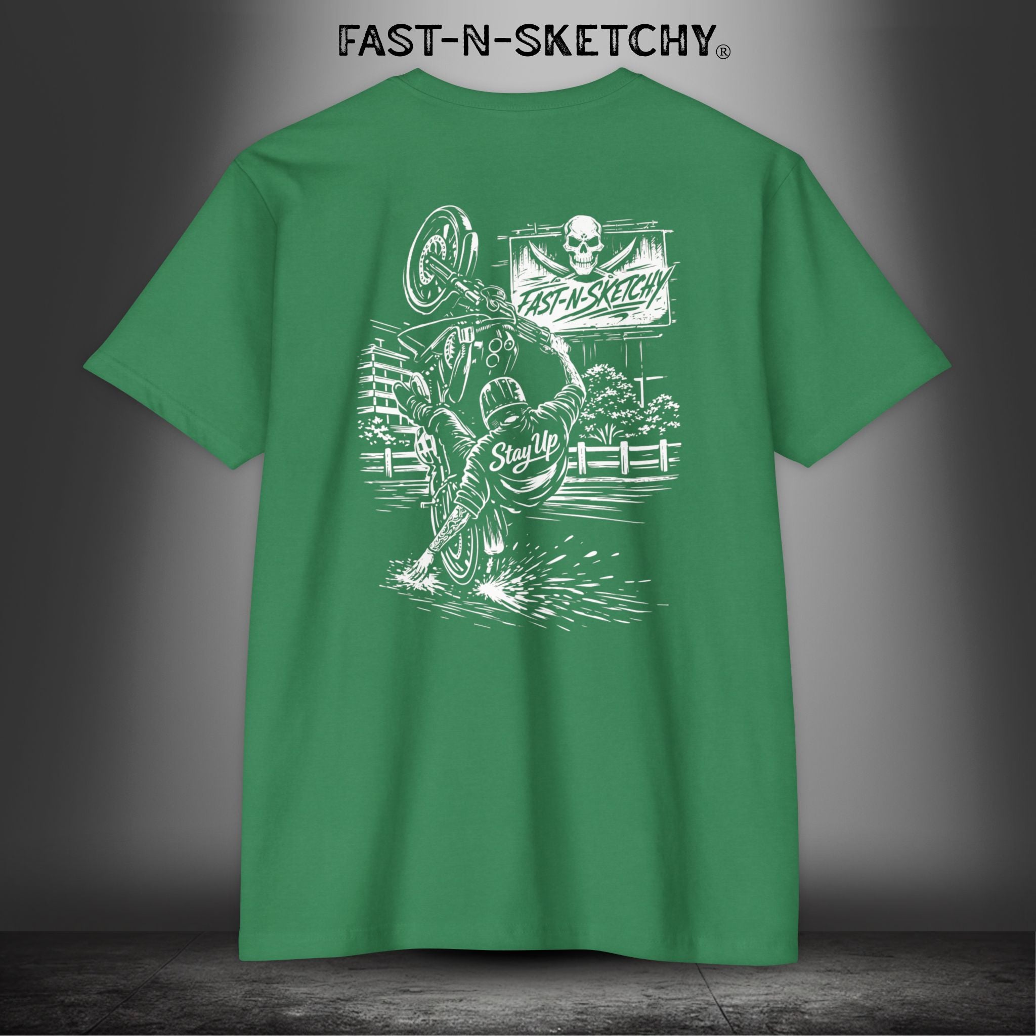 Stay Up Biker Edition Premium Fitted Tee