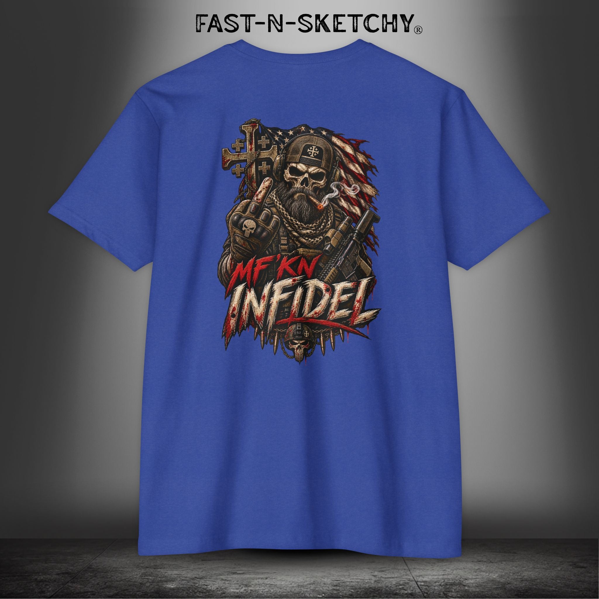 Infidel Skull Tee — Patriotic American Flag Skull: Military Edition