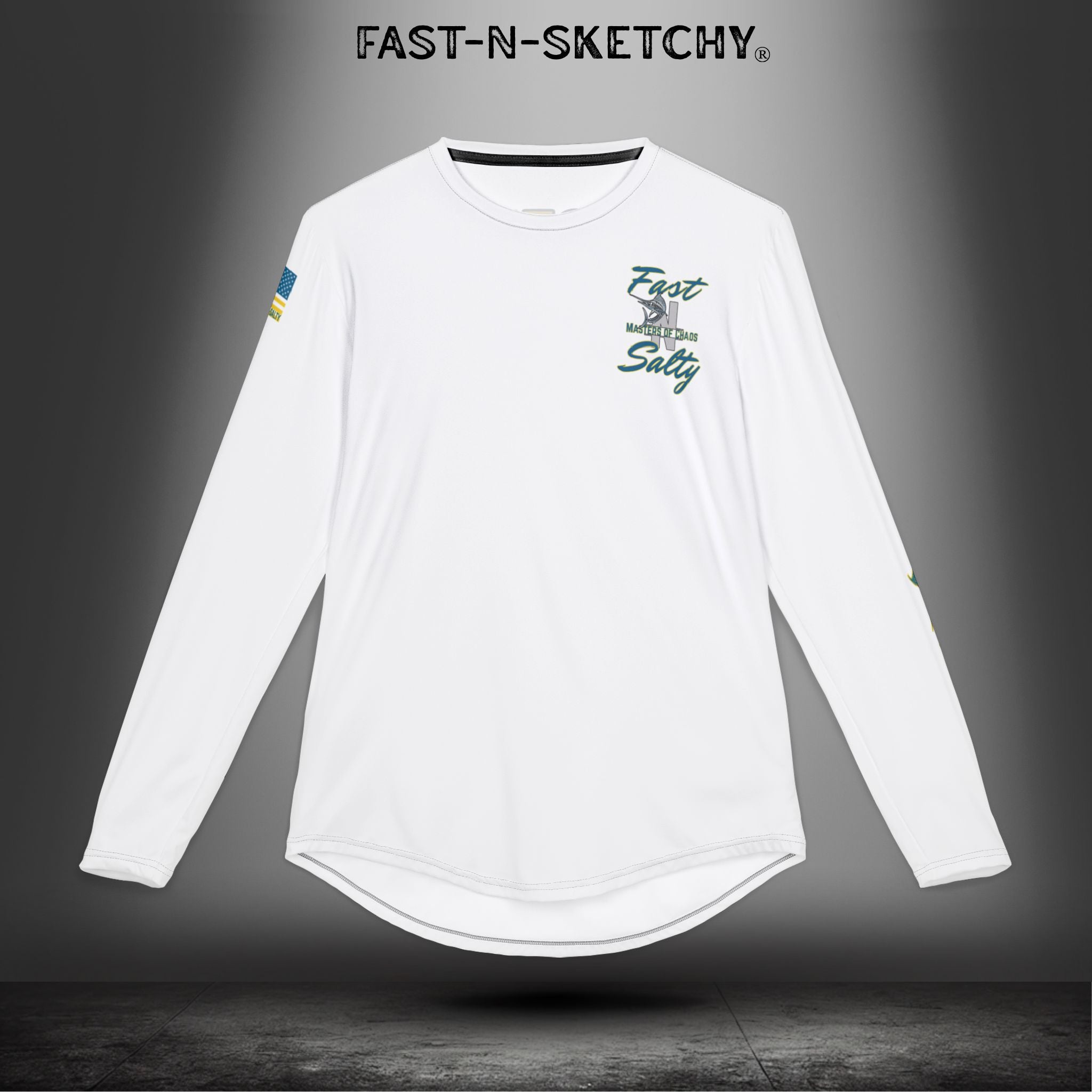 Tease 'Em Up: FAST-N-SALTY, FAST-N-SALTY: (White) UV Protection Long Sleeve Shirt (Marlin) Perfect for Outdoor Adventures and Fishing
