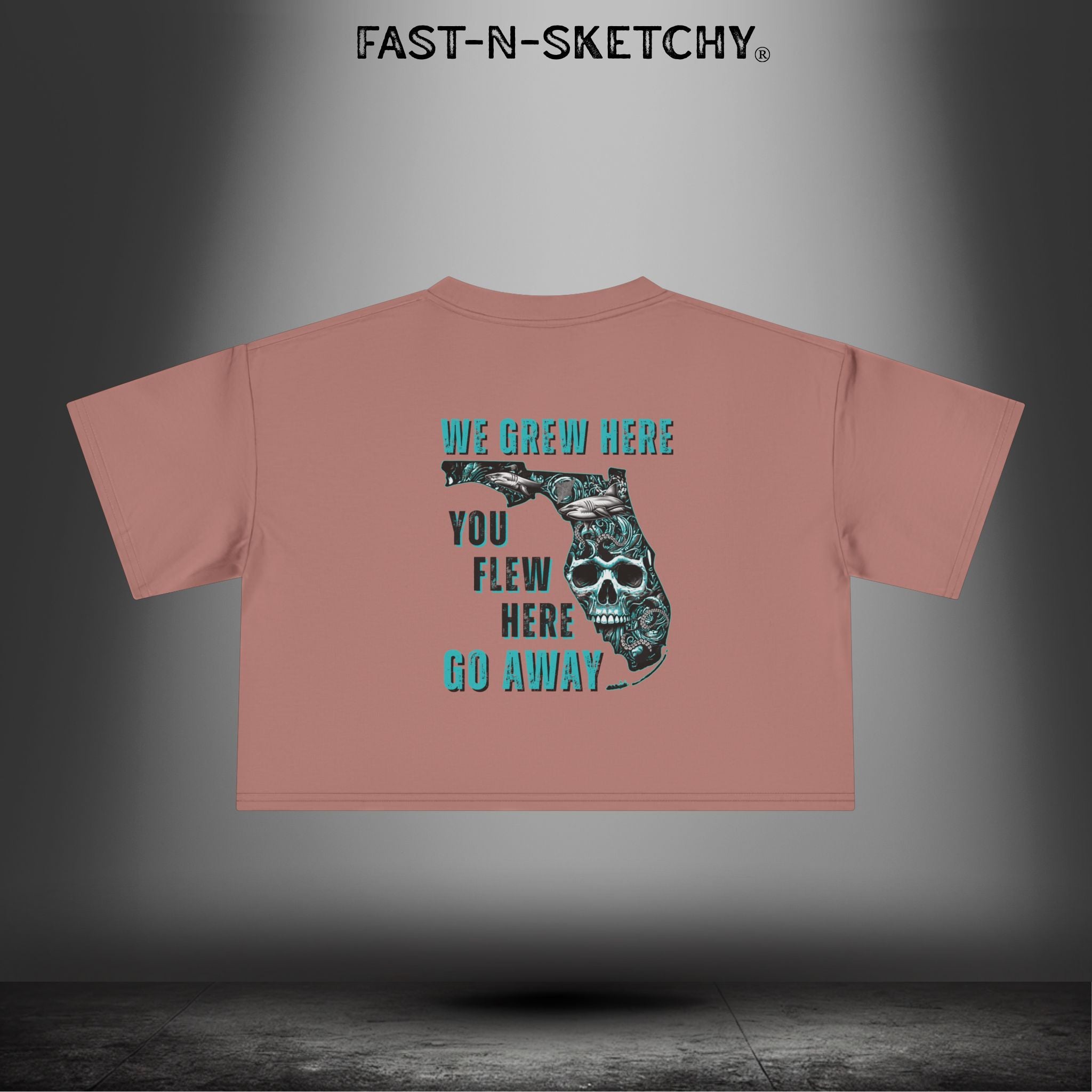 WE GREW HERE, YOU FLEW HERE, GO AWAY: Crop Top (Medium-Weight)