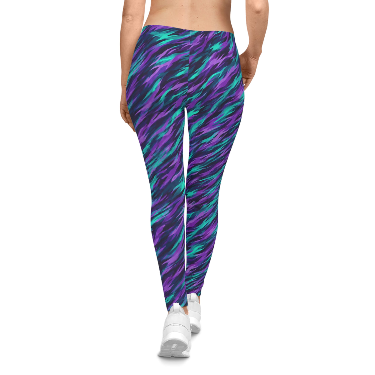 Suicide Awareness Aurora Wave Leggings — Vibrant Teal & Purple - LSY