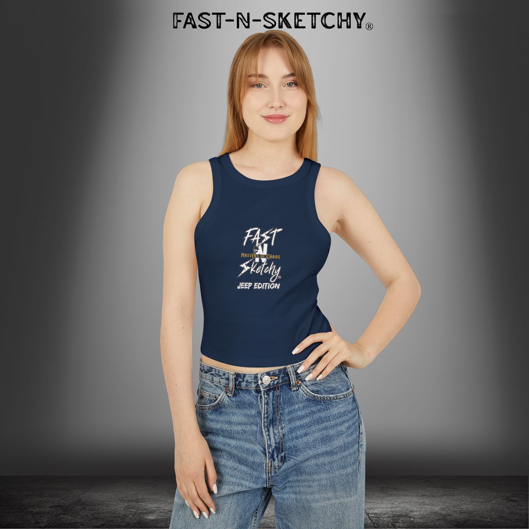 JEEP EDITION: WAVE DAMNIT created by Holly - Micro Rib Racer Tank Top