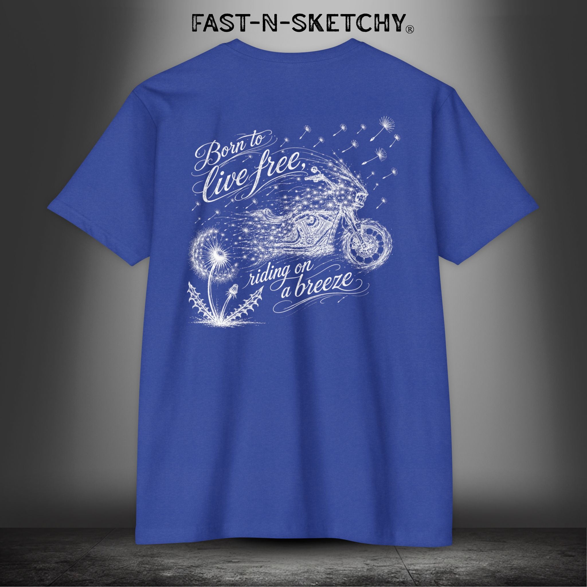 Dandelion: Born To Live Free, Riding on a Breeze - Biker Edition Premium Fitted Tee