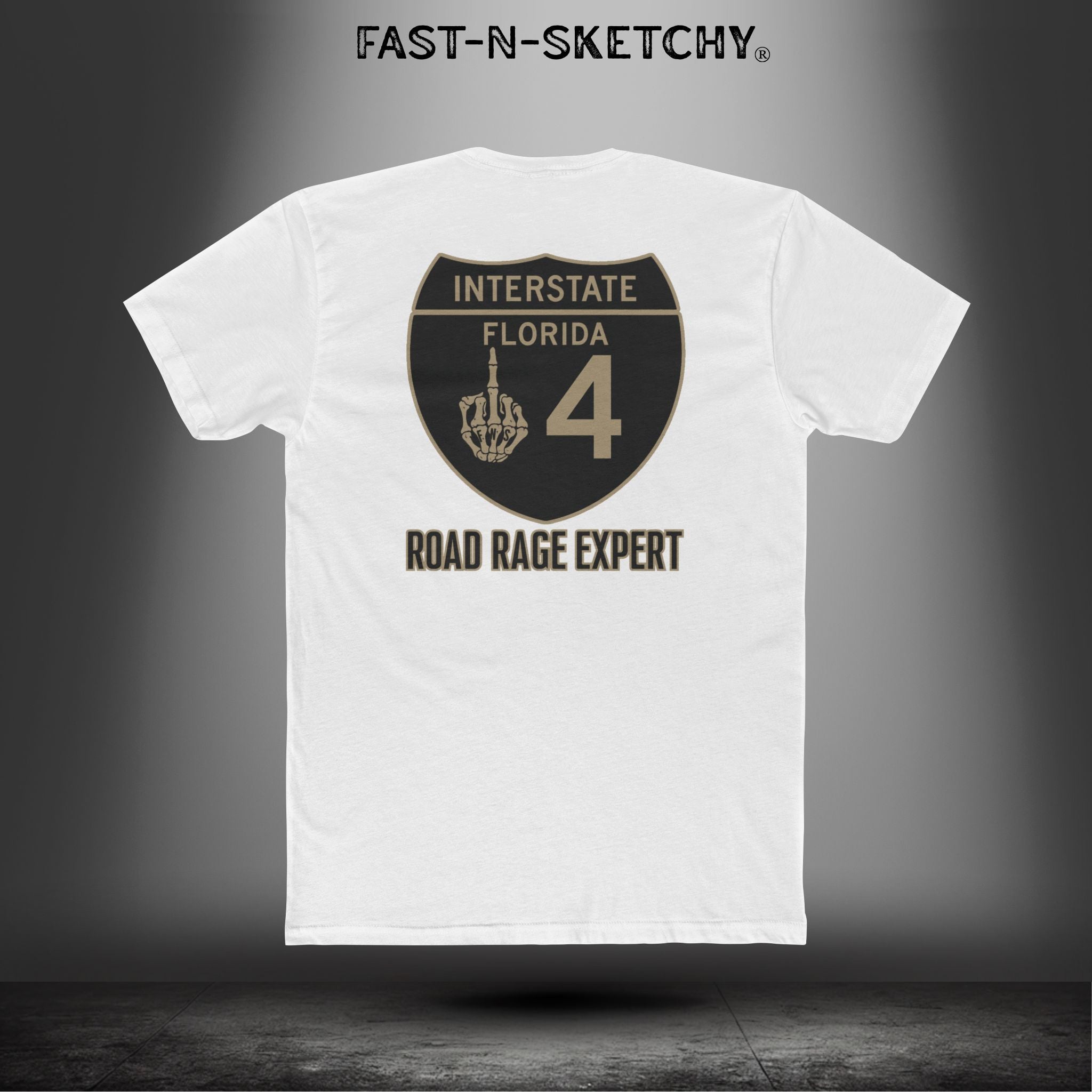 I-4 Road Rage Expert Florida (Black Sign) Premium Fitted Tee: Biker Edition Relaxed Classic Tee