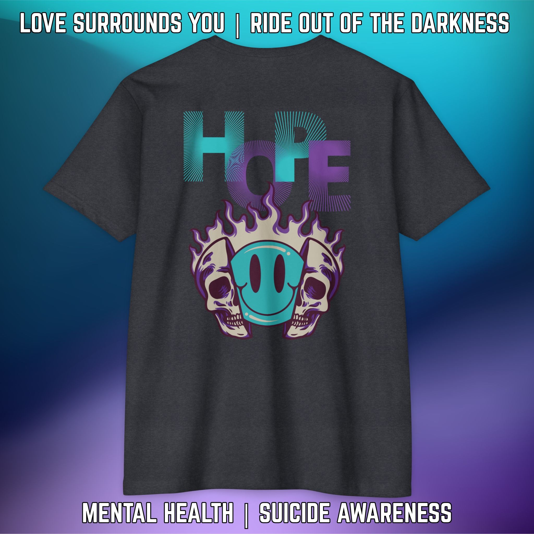 HOPE WITH SPLIT SKULL SMILEY FACE: T-Shirt Next Level 6210 - LSY