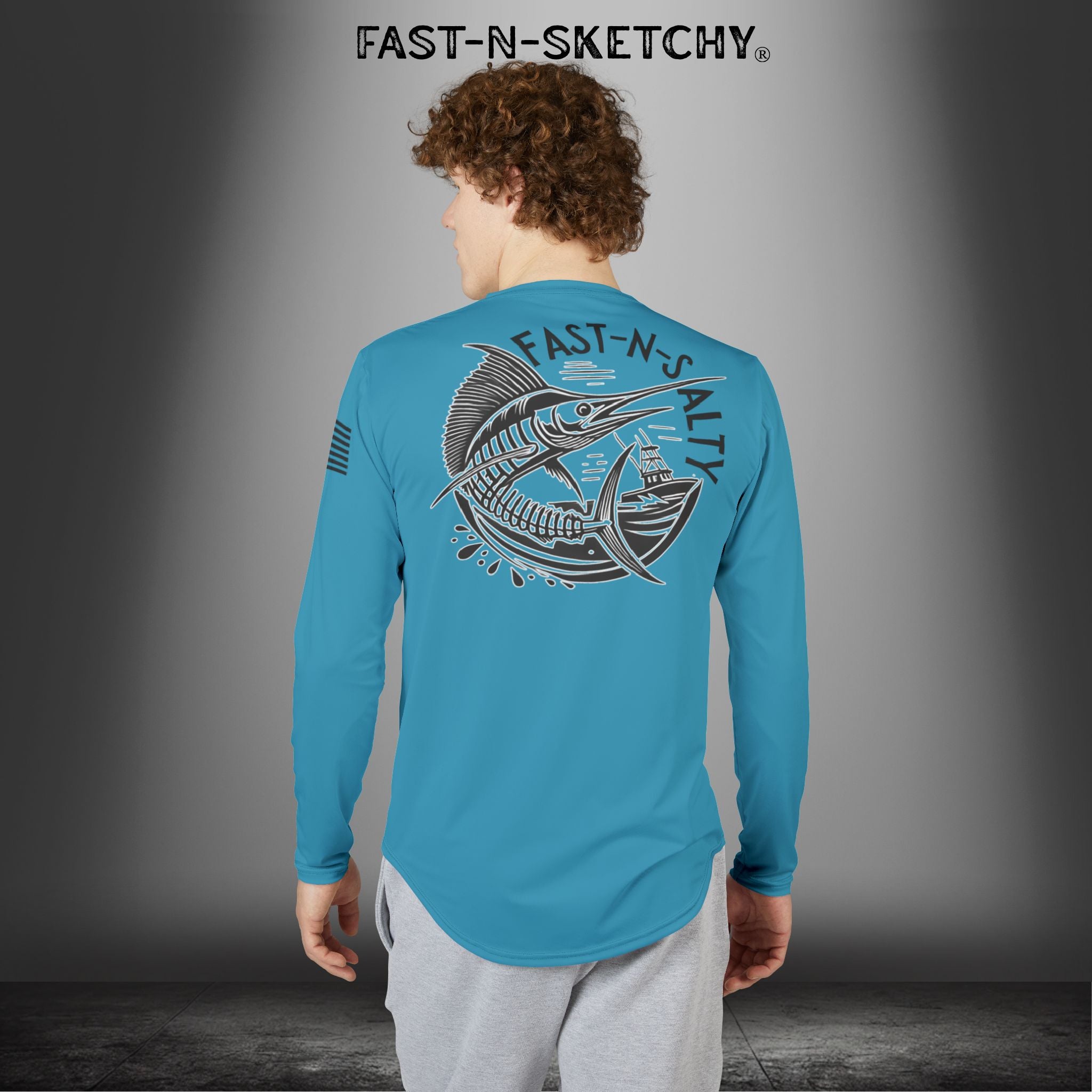 Fast-N-Salty UV Protection Long Sleeve Shirt - (Blue) Perfect for Outdoor Adventures and Fishing