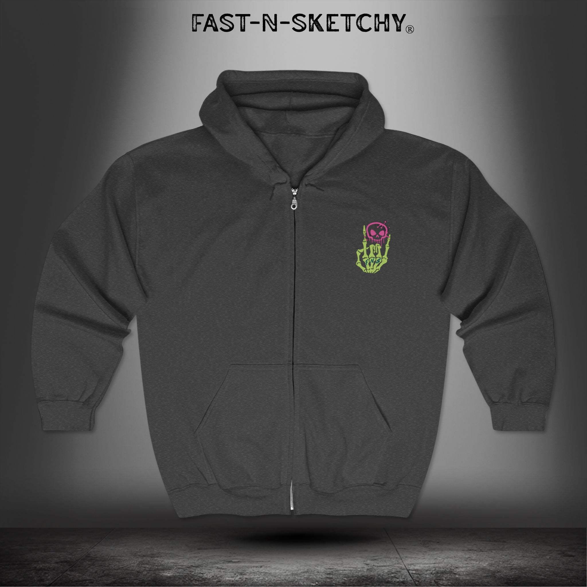 FAST-N-SKETCHY® - Zip Hoodie - Unisex Heavy Blend - (Hot Colors)