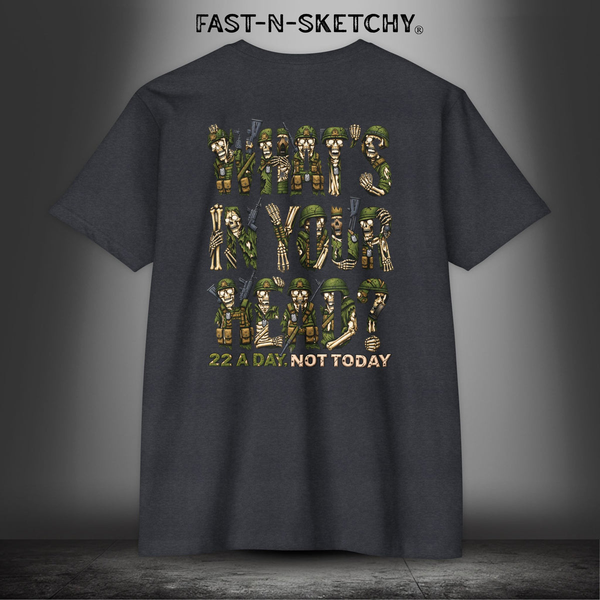 22 a Day, Not Today: Zombie T-Shirt by FAST-N-SKETCHY® - CVC Charcoal