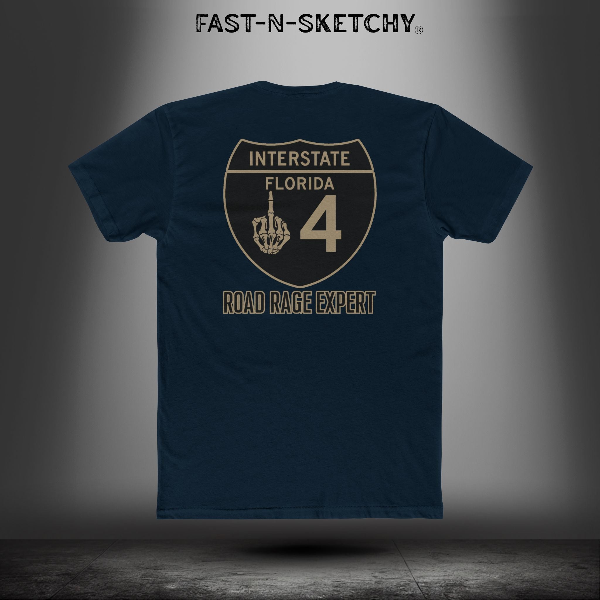 I-4 Road Rage Expert Florida (Black Sign) Premium Fitted Tee: Biker Edition Relaxed Classic Tee