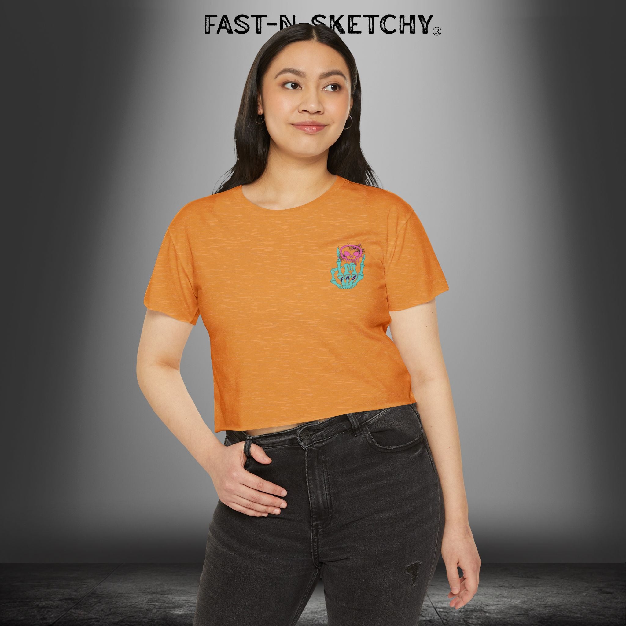 FAST-N-SEXY™ WITH HALF SKULL: Festival Crop Top