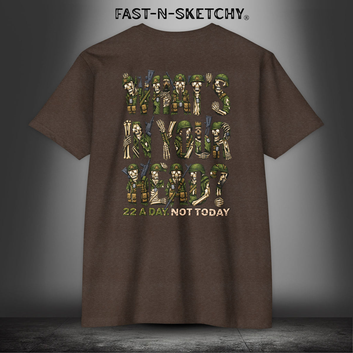 22 a Day, Not Today: Zombie T-Shirt by FAST-N-SKETCHY® - CVC Espresso