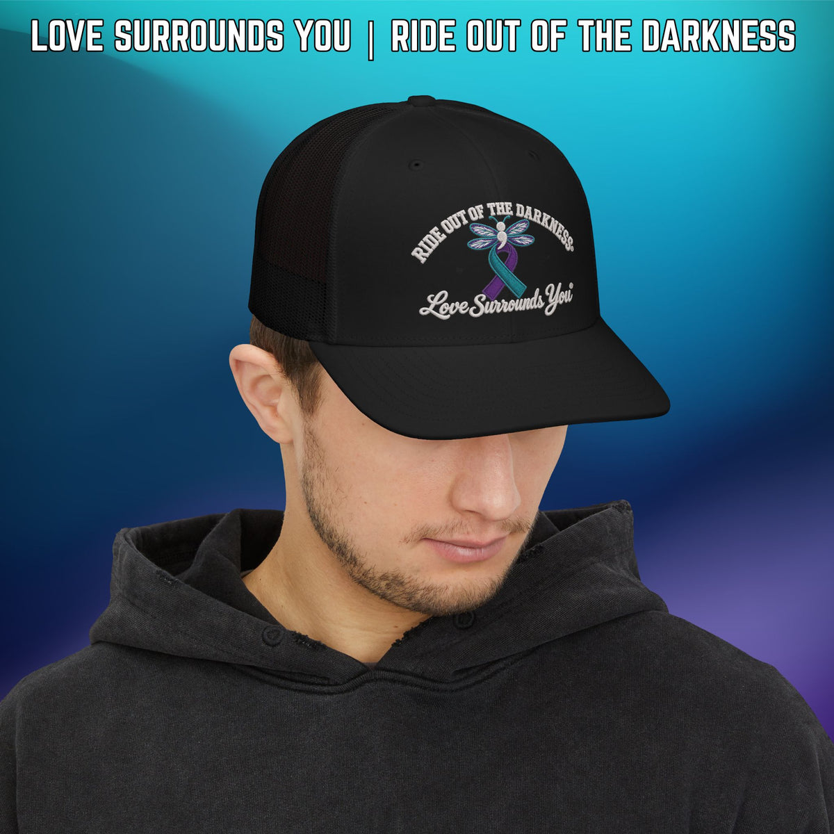 Ride Out of the Darkness Suicide Awareness Richardson Trucker Cap - LSY