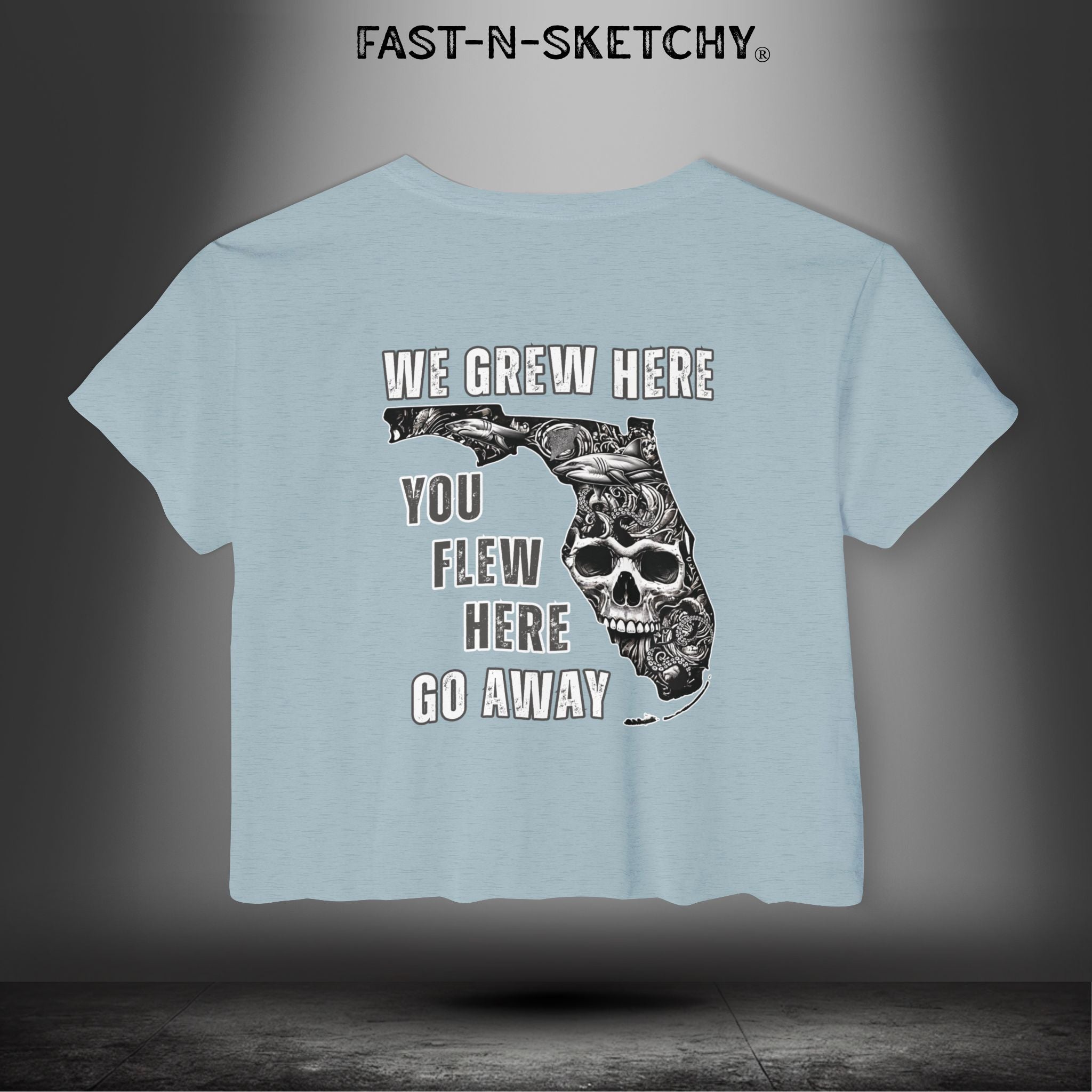 WE GREW HERE, YOU FLEW HERE, GO AWAY: Crop Top (Medium-Weight)