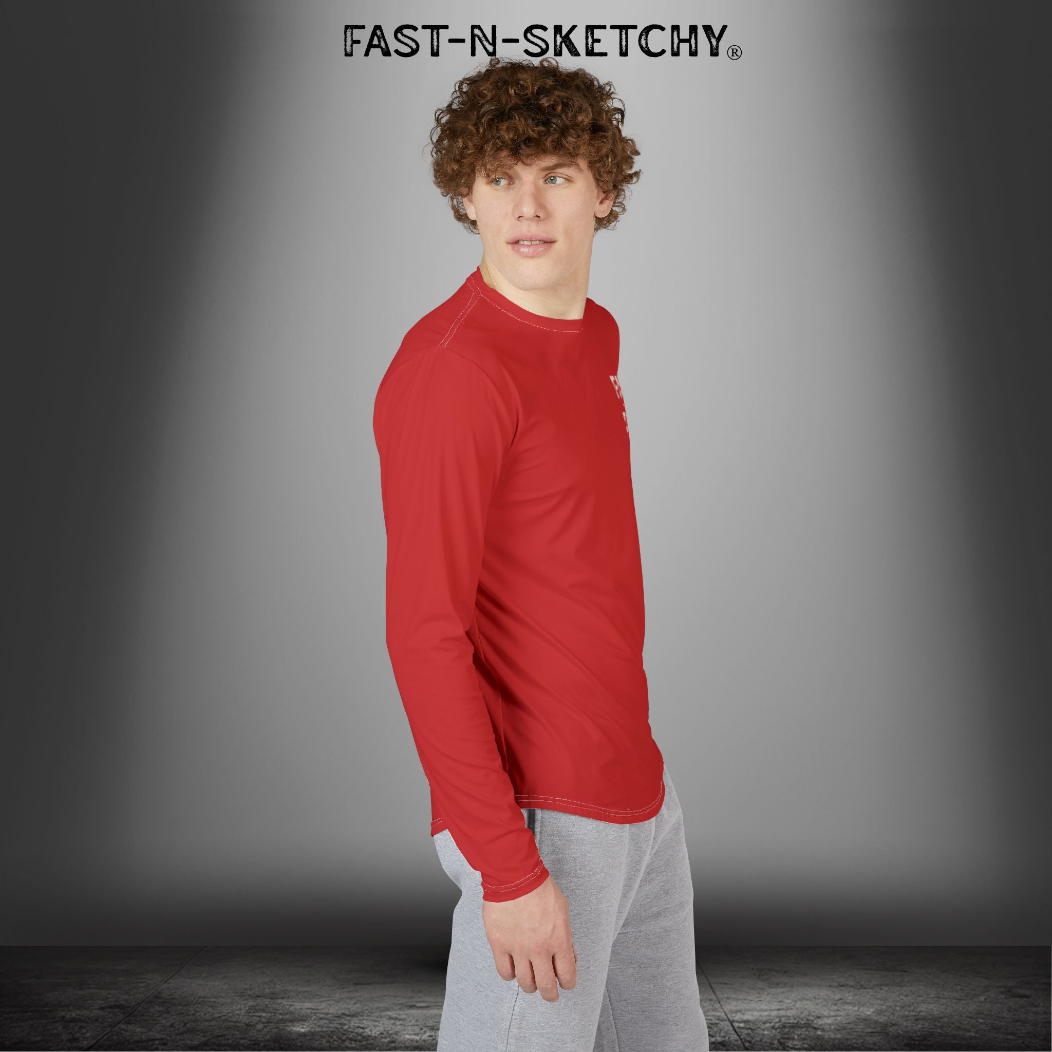 Fast-N-Salty Flag Red UV Protection Long Sleeve Shirt - Perfect for Outdoor Adventures and Fishing