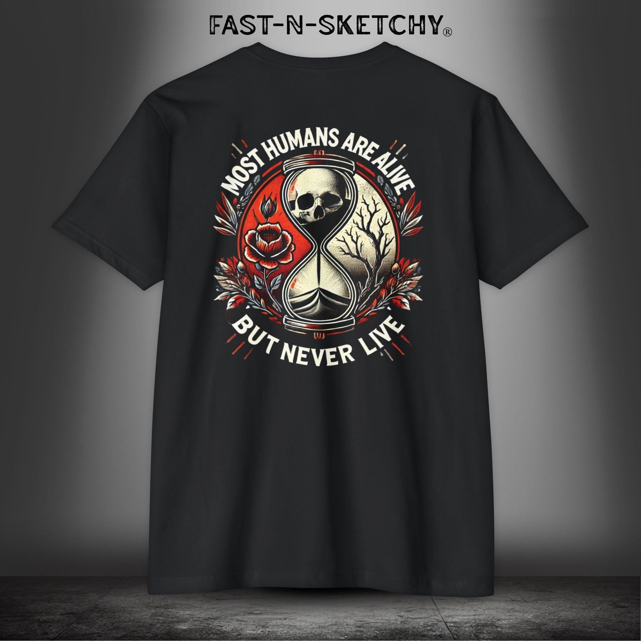 MOST HUMANS ARE ALIVE BUT NEVER LIVE - T-shirt Classic Fit Crewneck - Next Level 6210 (Dark Colors)