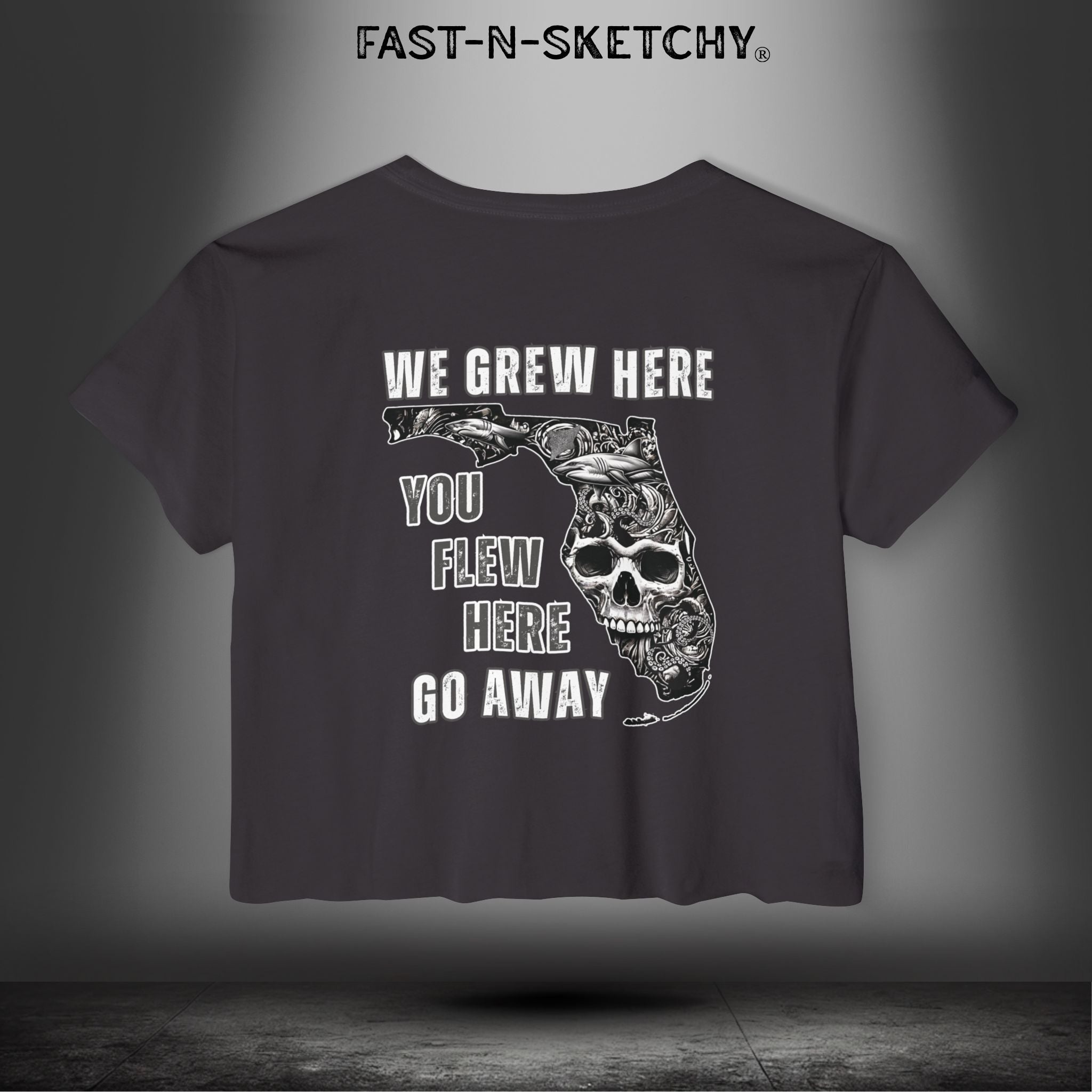 WE GREW HERE, YOU FLEW HERE, GO AWAY: Crop Top (Medium-Weight)