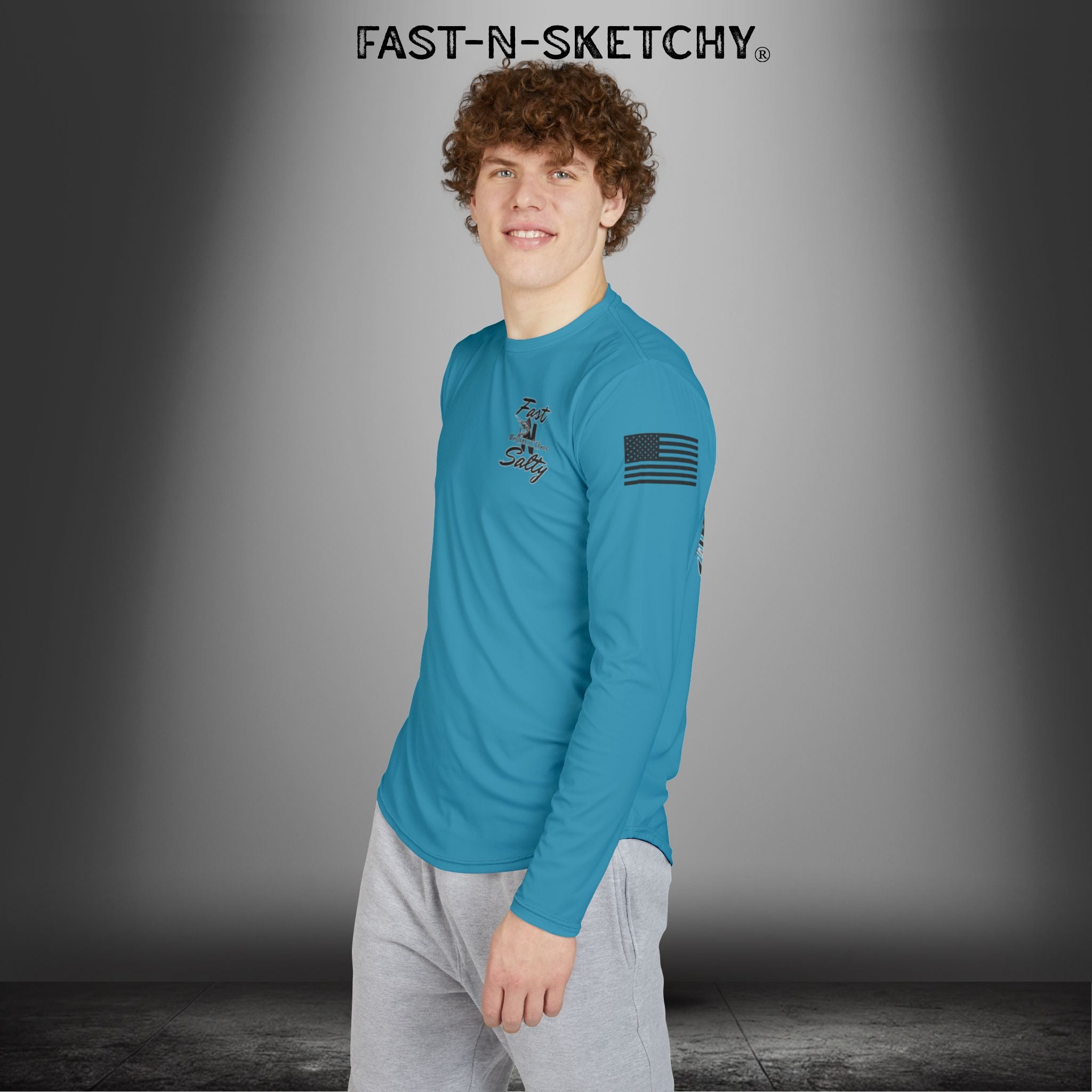 Fast-N-Salty UV Protection Long Sleeve Shirt - (Blue) Perfect for Outdoor Adventures and Fishing