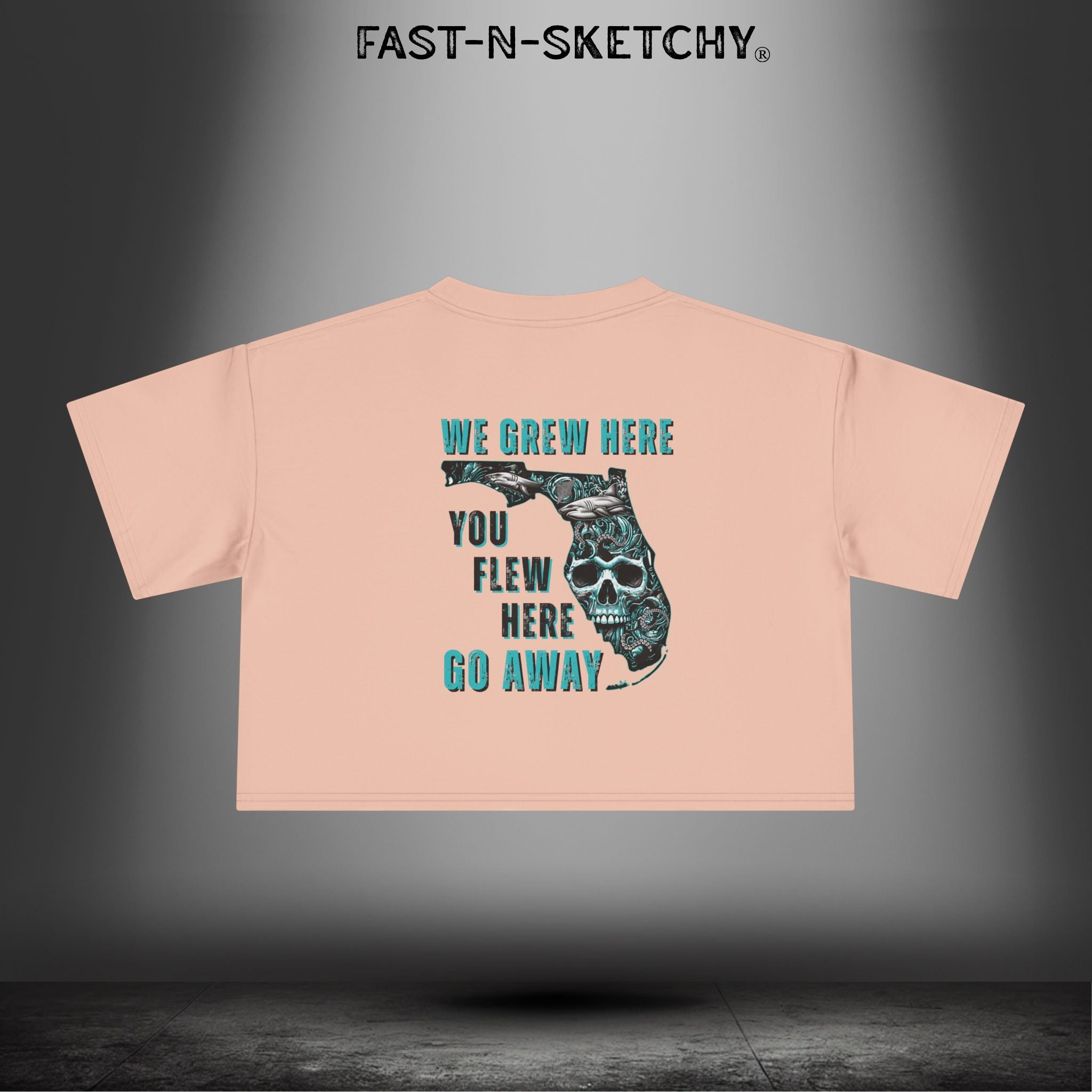 WE GREW HERE, YOU FLEW HERE, GO AWAY: Crop Top (Medium-Weight)