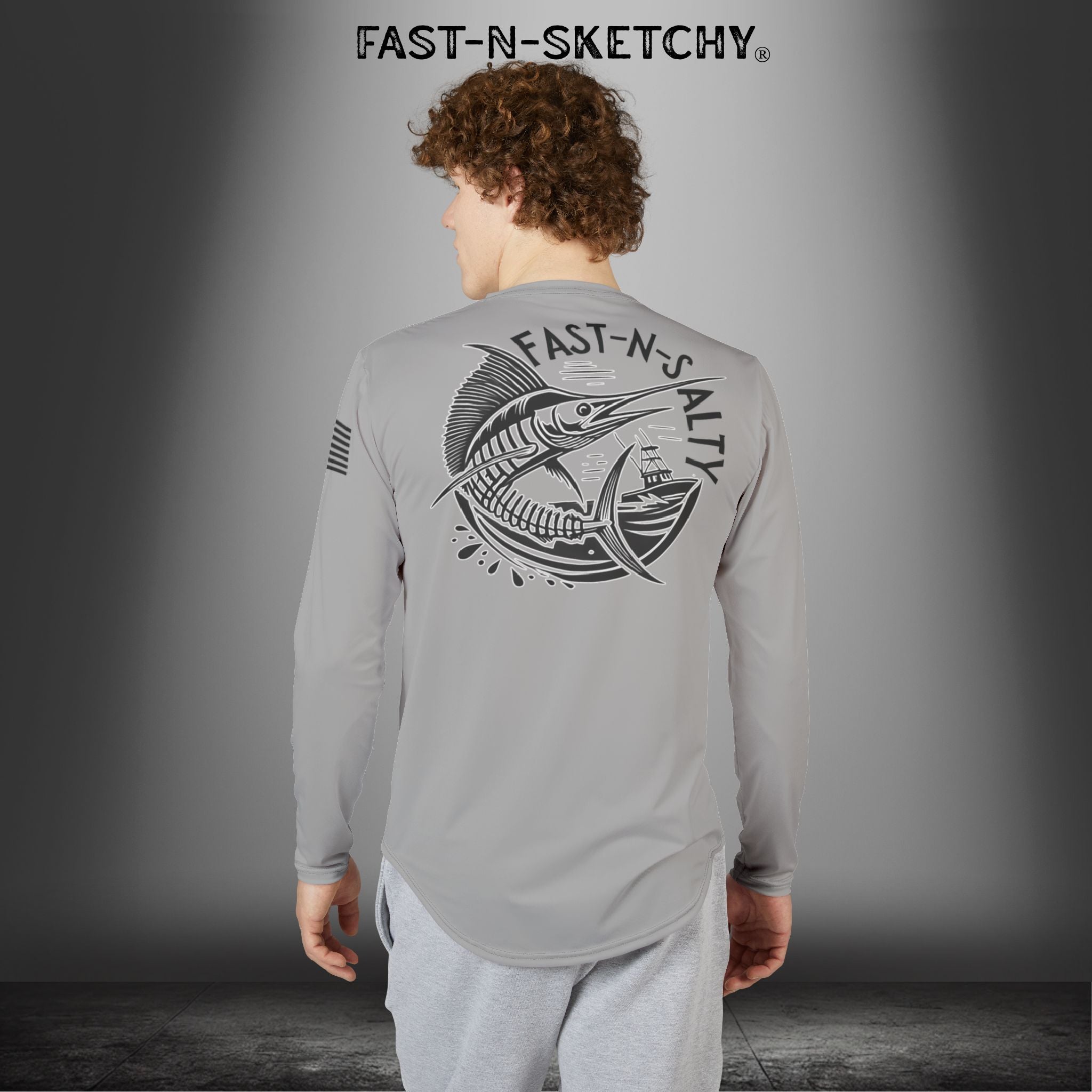 Fast-N-Salty UV Protection Long Sleeve Shirt - (Grey) Perfect for Outdoor Adventures and Fishing