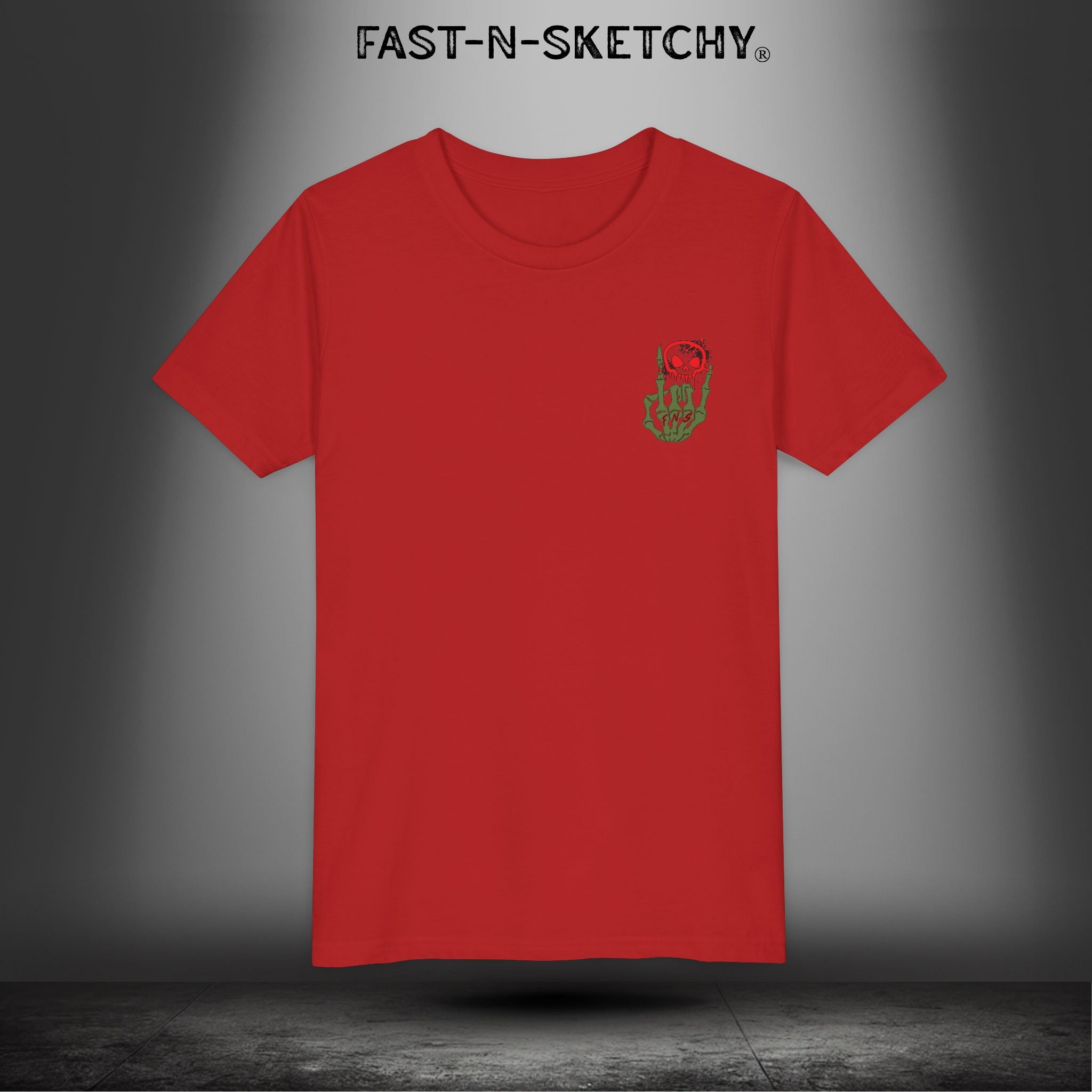 ORIGINAL FAST-N-SKETCHY® LOGO: East Sketchy Youth Short Sleeve Tee (Red/Green Letters)