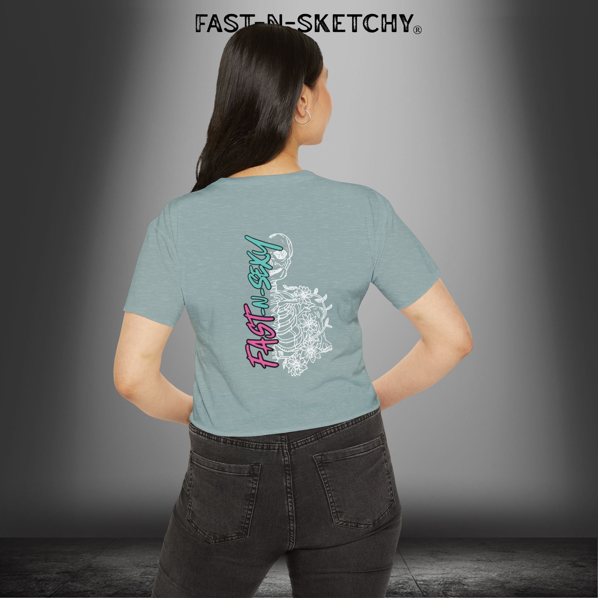 FAST-N-SEXY™ WITH HALF SKULL: Festival Crop Top