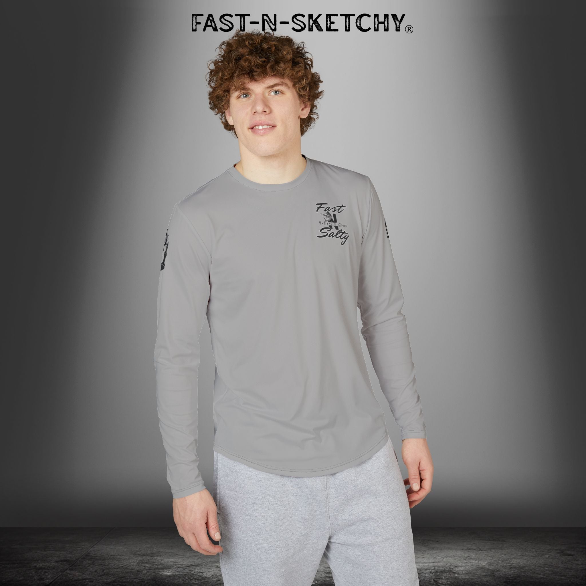 Fast-N-Salty UV Protection Long Sleeve Shirt - (Grey) Perfect for Outdoor Adventures and Fishing