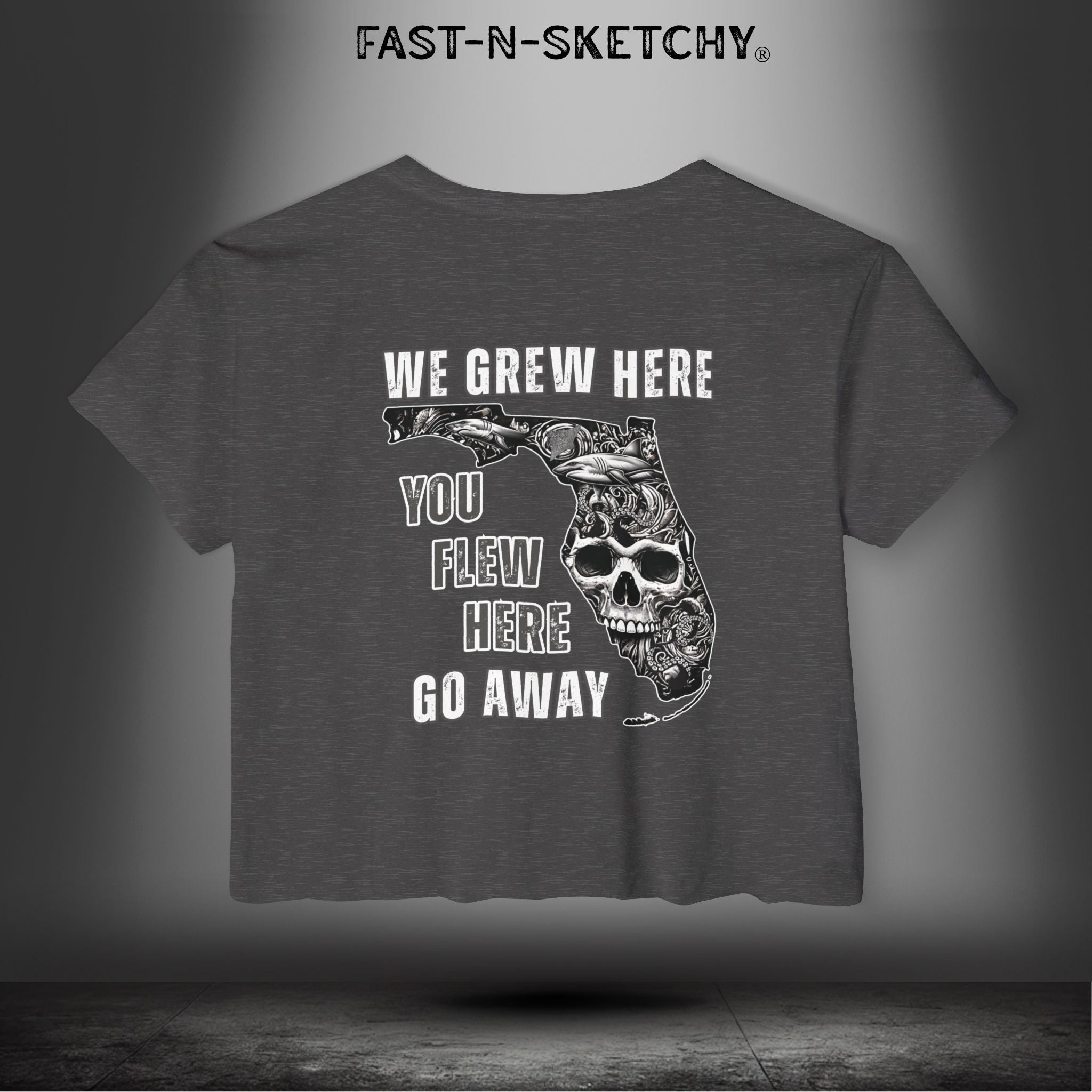 WE GREW HERE, YOU FLEW HERE, GO AWAY: Crop Top (Medium-Weight)