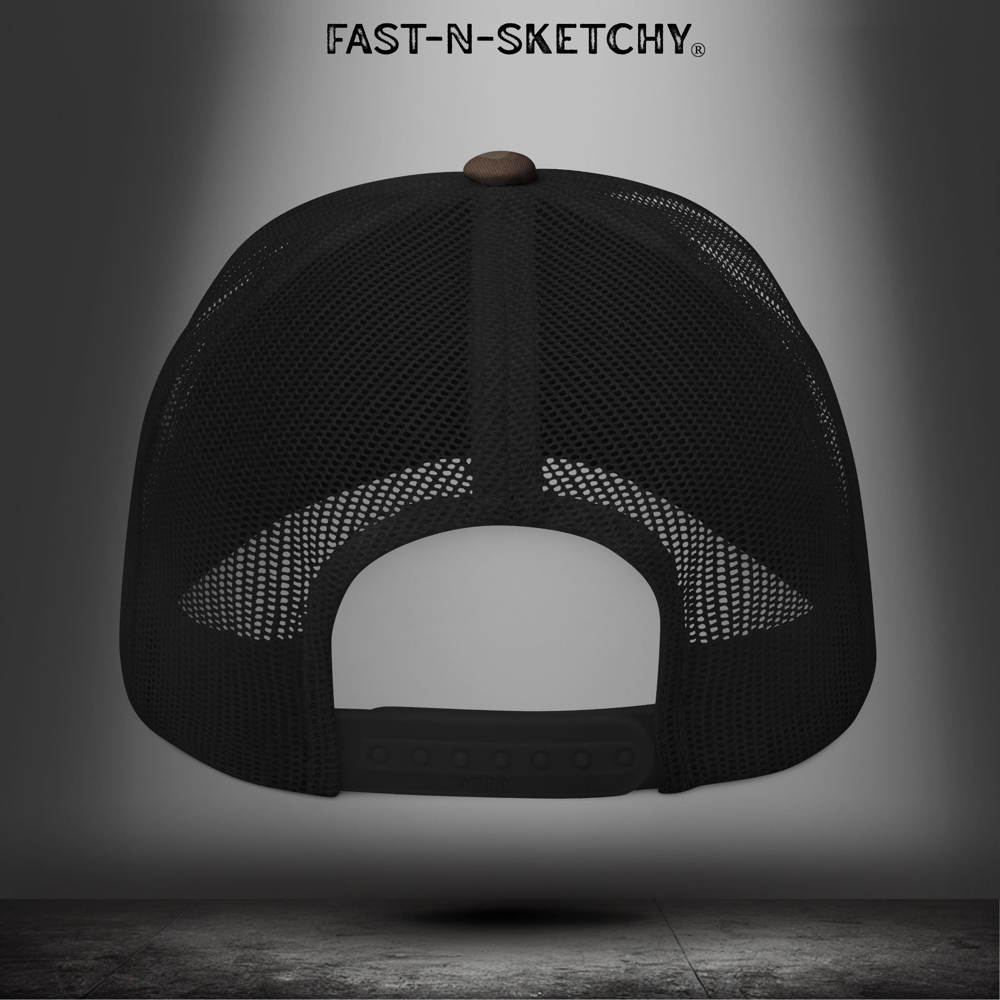 Camouflage FNS Trucker Hat — Embroidered "FAST-N-SKETCHY" Logo