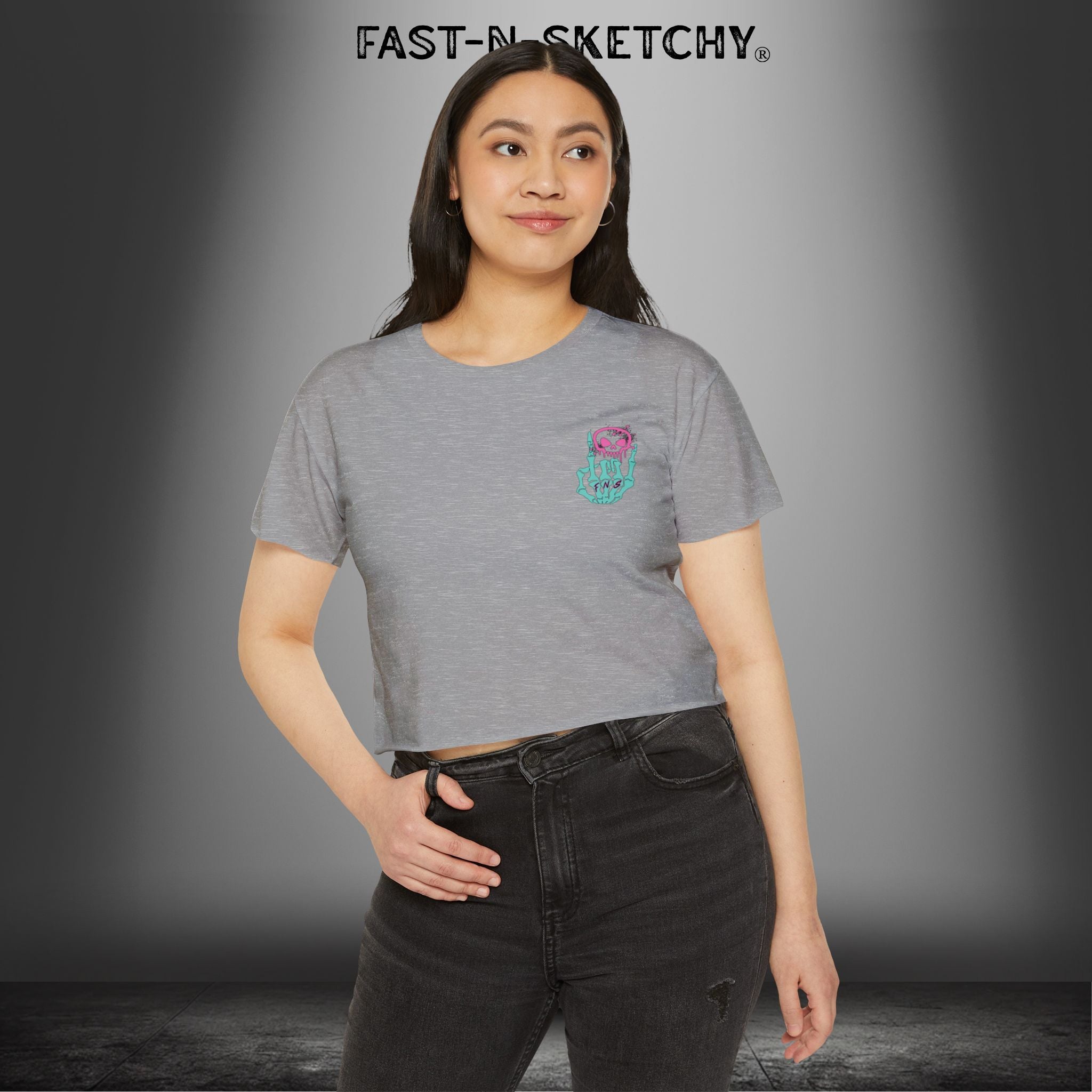 FAST-N-SEXY™ WITH HALF SKULL: Festival Crop Top