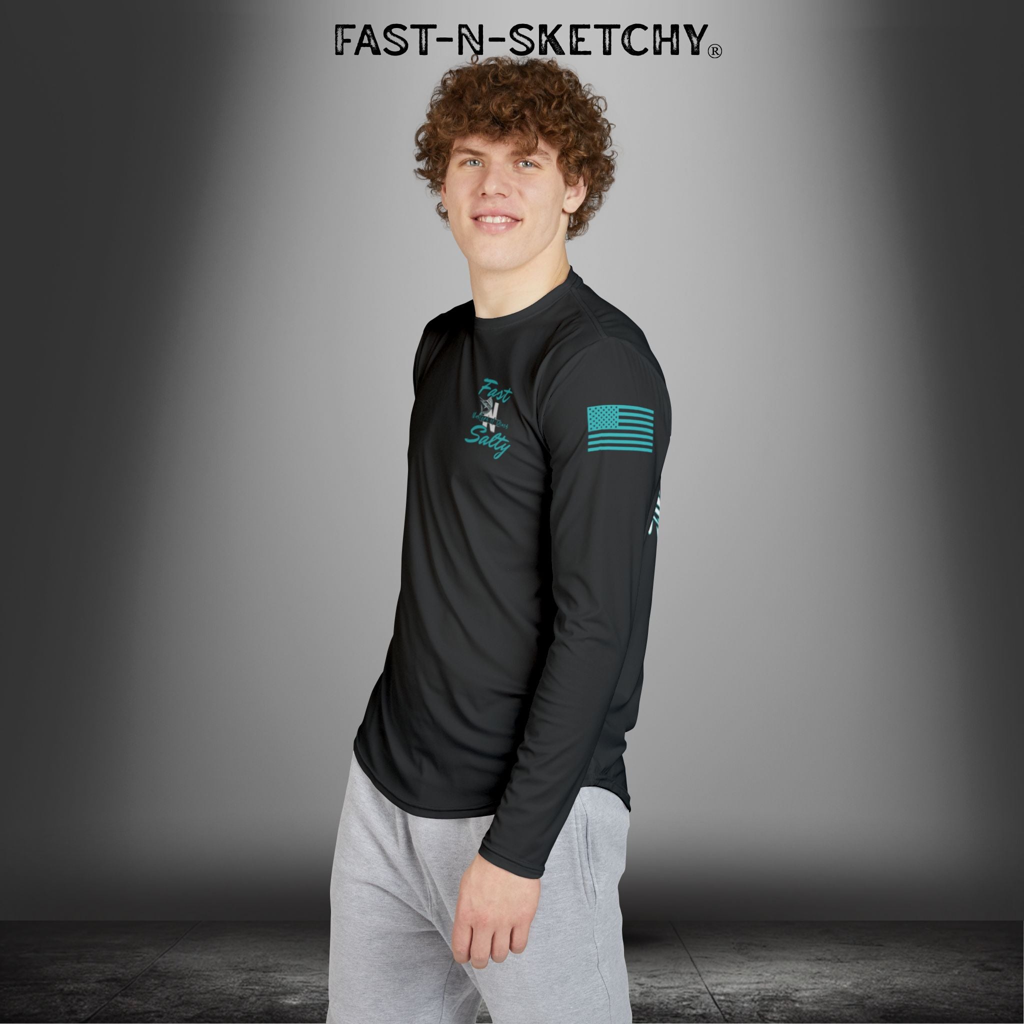 Fast-N-Salty UV Protection Long Sleeve Shirt - (Black) Perfect for Outdoor Adventures and Fishing