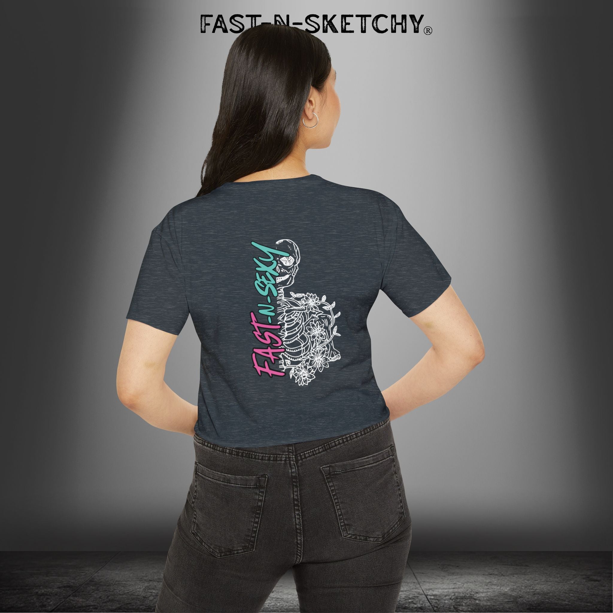 FAST-N-SEXY™ WITH HALF SKULL: Festival Crop Top