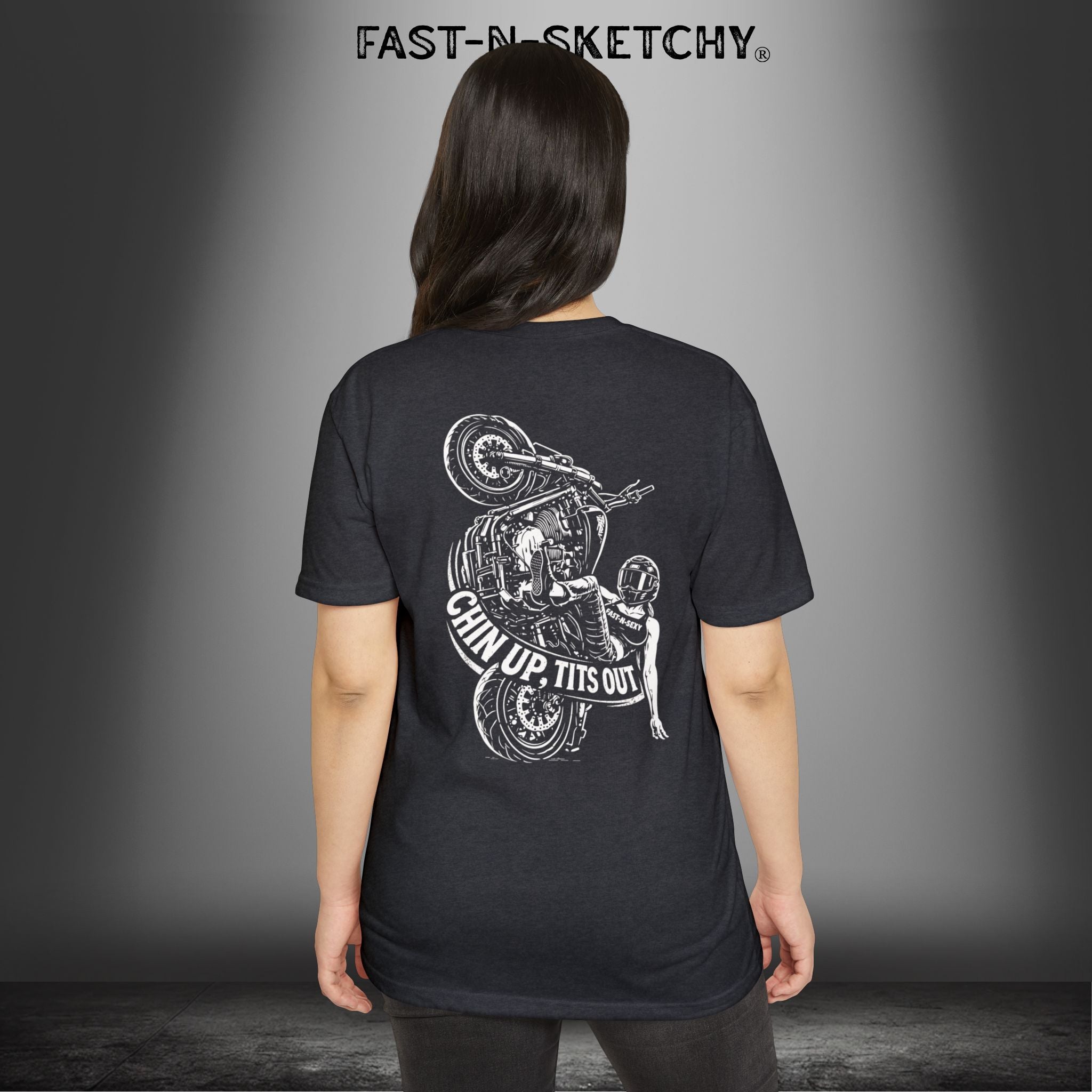Chin Up, Tits Out: Biker Edition Premium Fitted Tee
