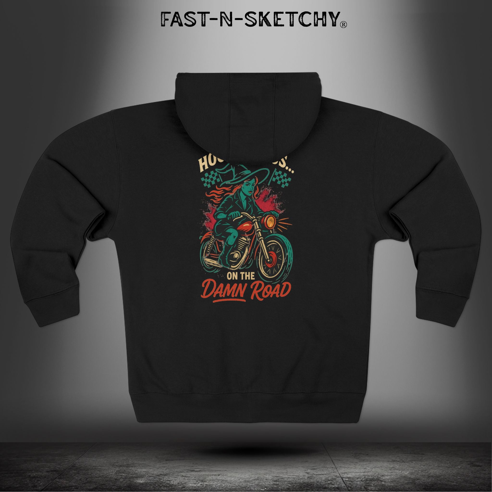 Hocus Focus On the Damn Road: Zip Hoodie