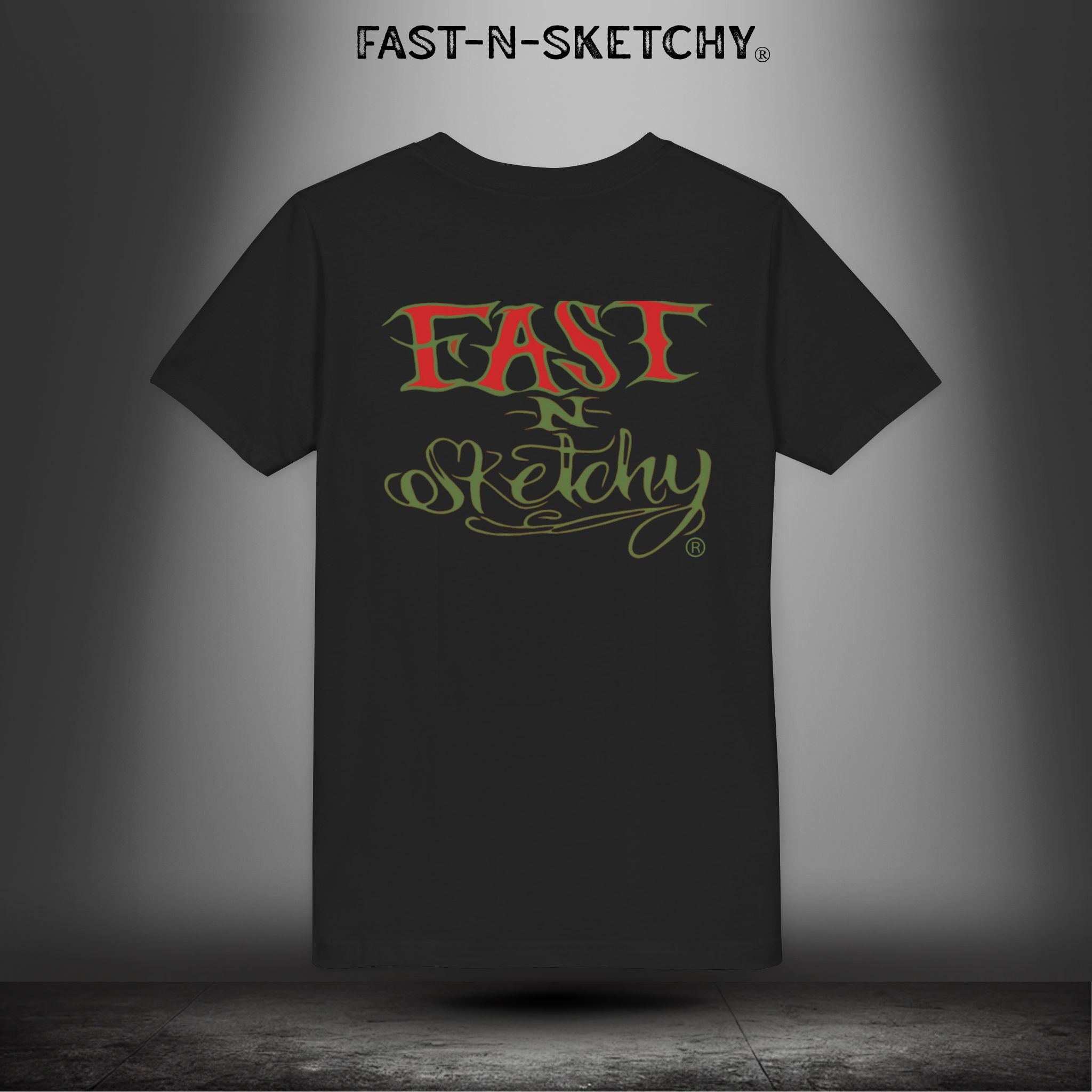 ORIGINAL FAST-N-SKETCHY® LOGO: East Sketchy Youth Short Sleeve Tee (Red/Green Letters)