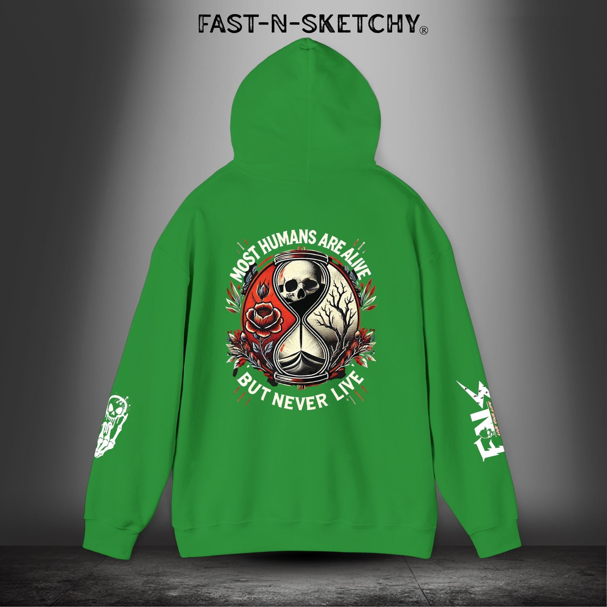 MOST HUMANS ARE ALIVE BUT NEVER LIVE - Heavy Blend Hoodie FAST-N-SKETCHY®