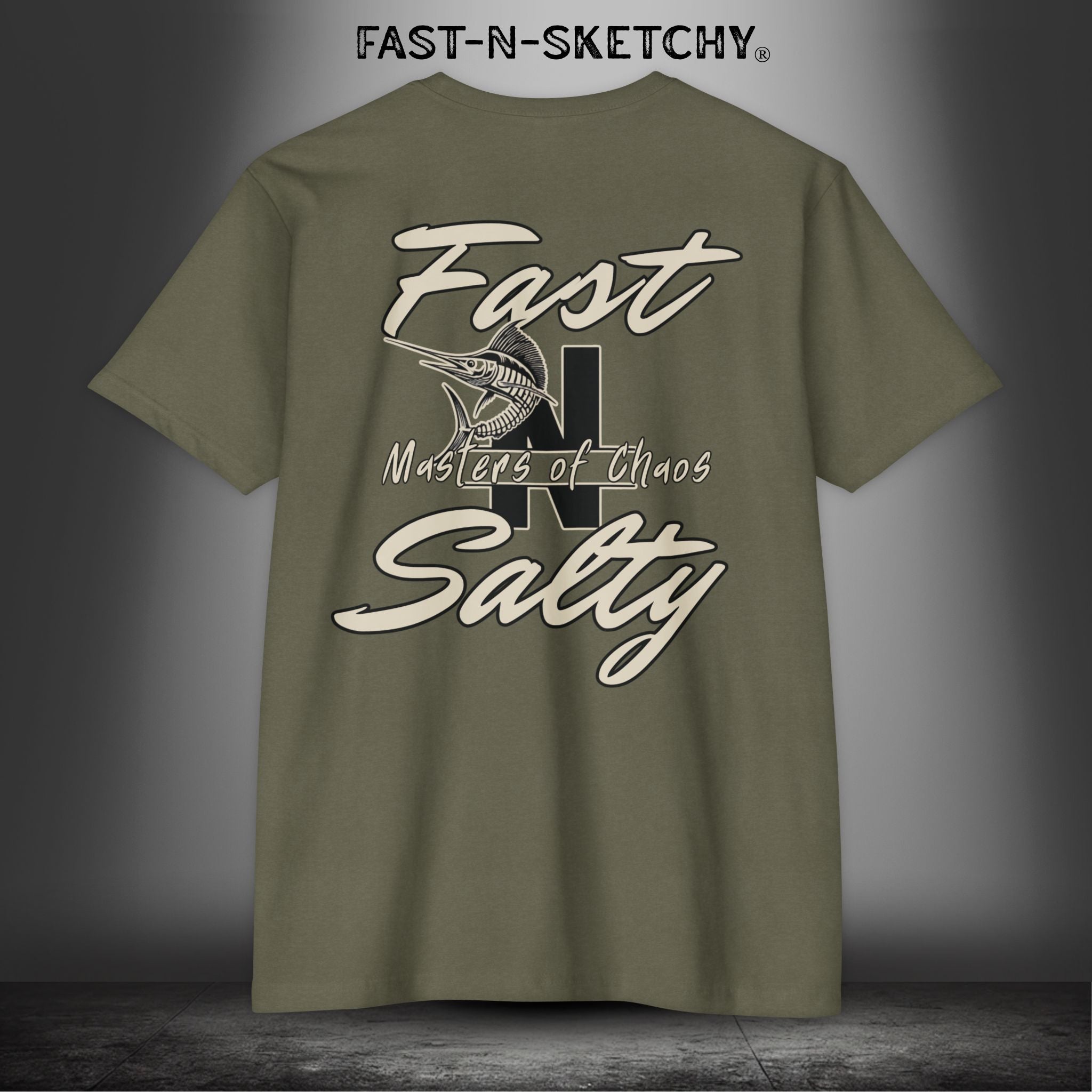 Fast-N-Salty: Masters of Chaos - T-Shirt Next Level (Tan Letters)