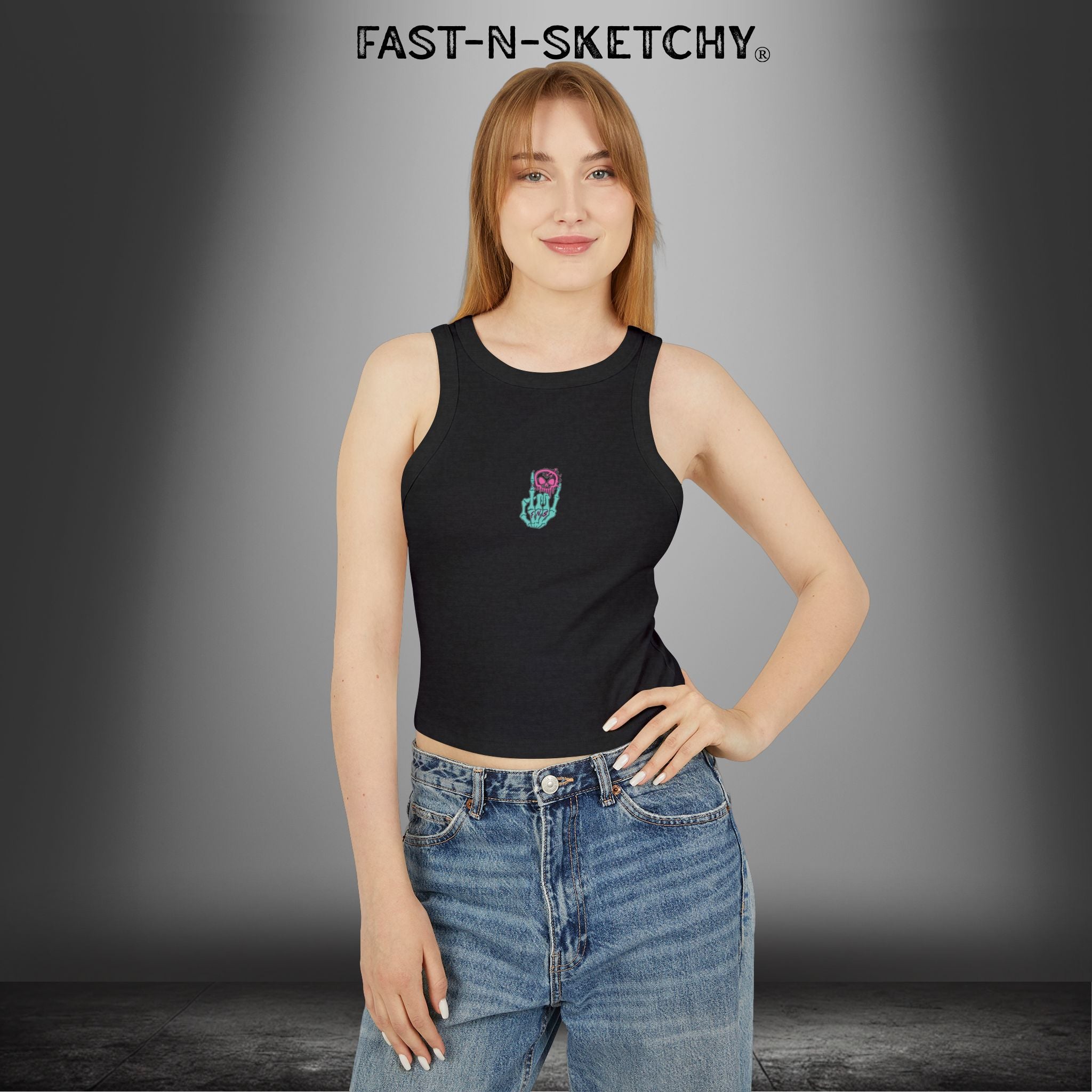 FAST-N-SEXYâ„¢ WITH HALF SKULL: Micro Rib Racer Tank Top