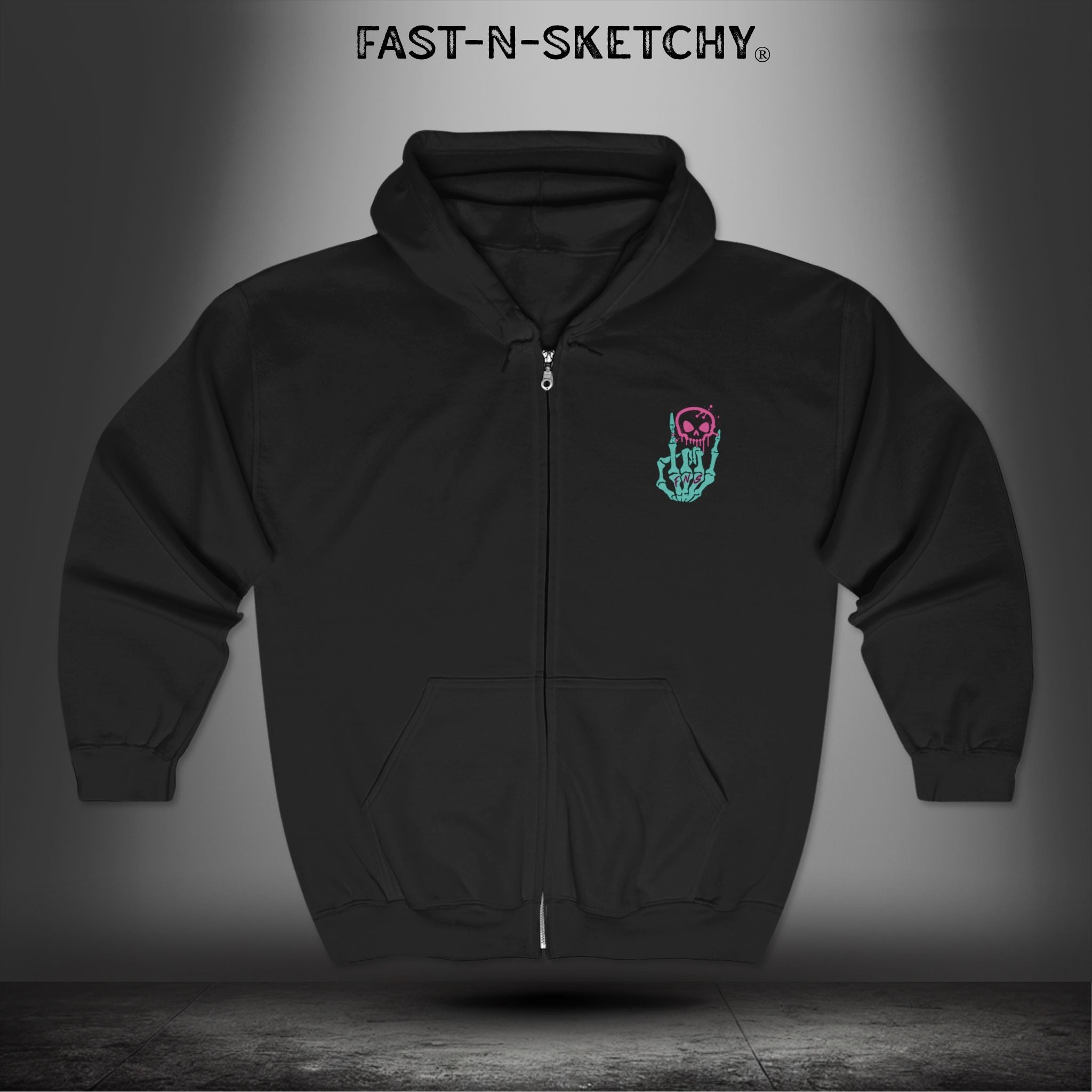FAST-N-SEXY™ WITH HALF SKULL - Full Zip Hoodie