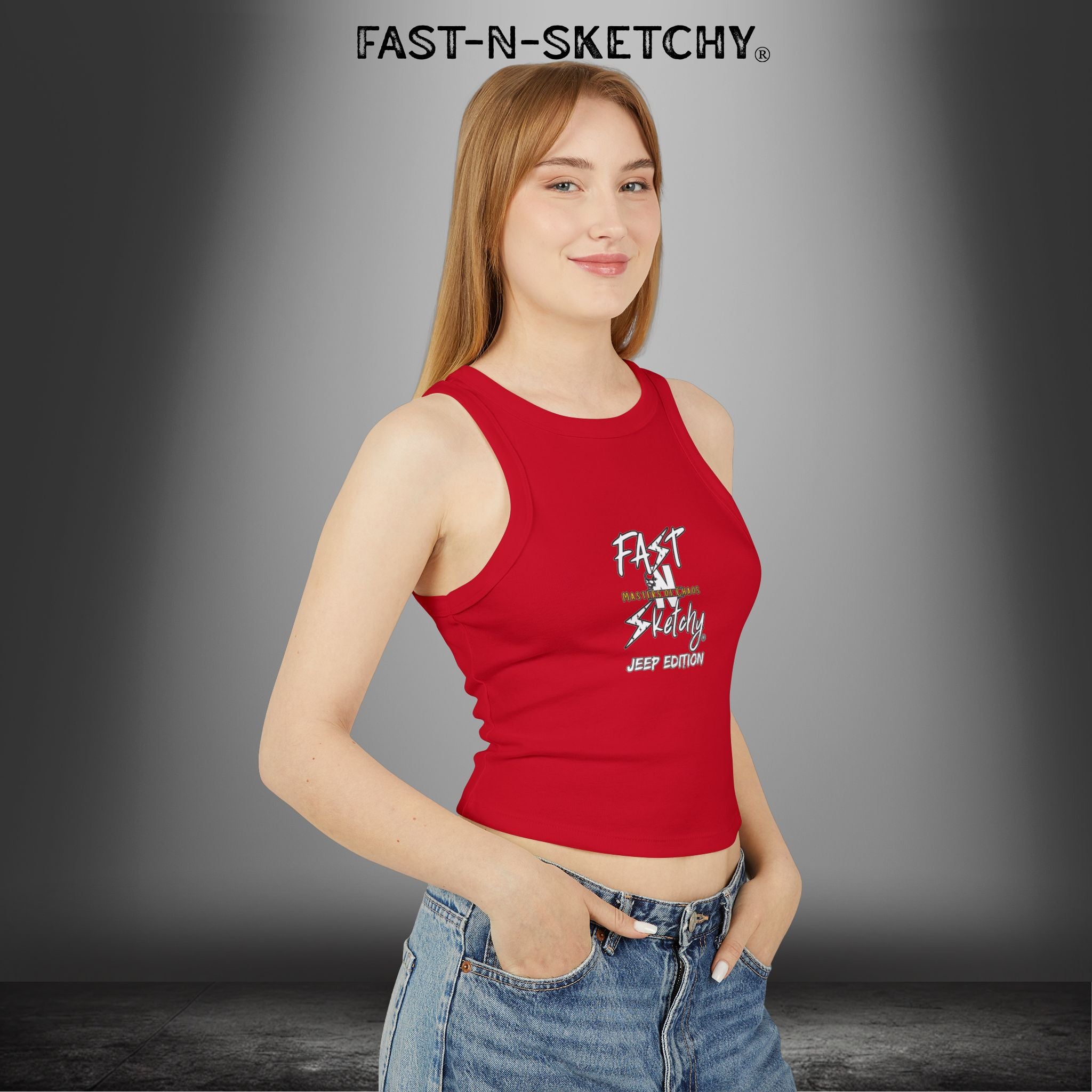 JEEP EDITION: WAVE DAMNIT created by Holly - Micro Rib Racer Tank Top