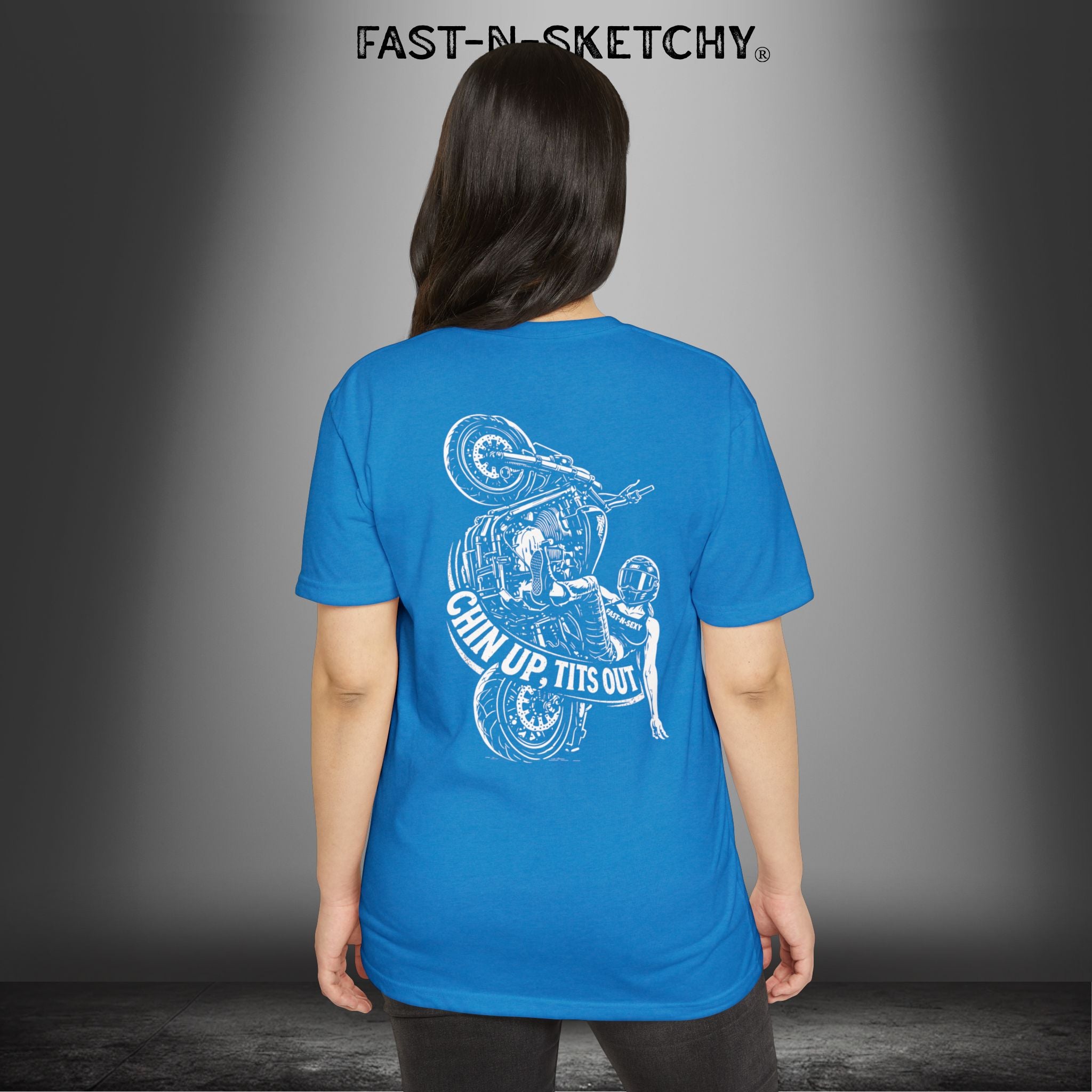Chin Up, Tits Out: Biker Edition Premium Fitted Tee