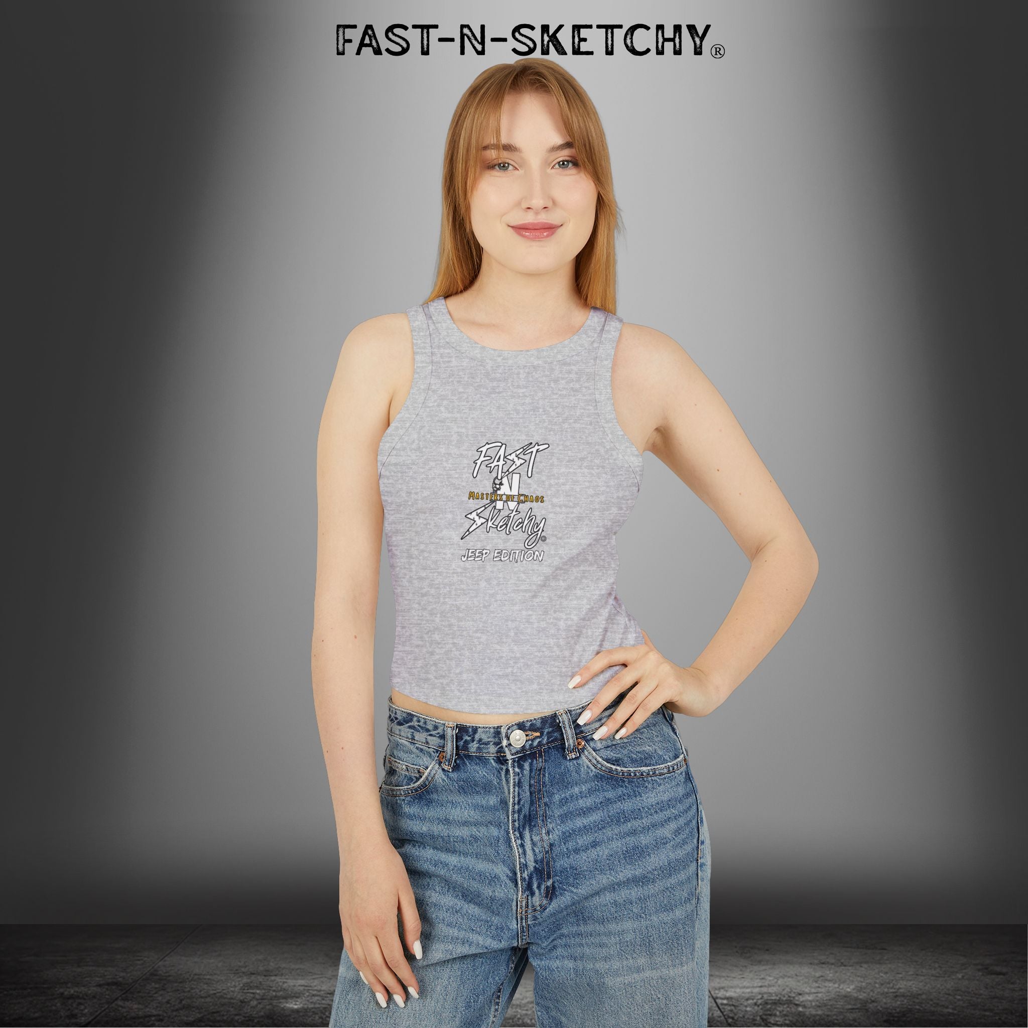 JEEP EDITION: WAVE DAMNIT created by Holly - Micro Rib Racer Tank Top