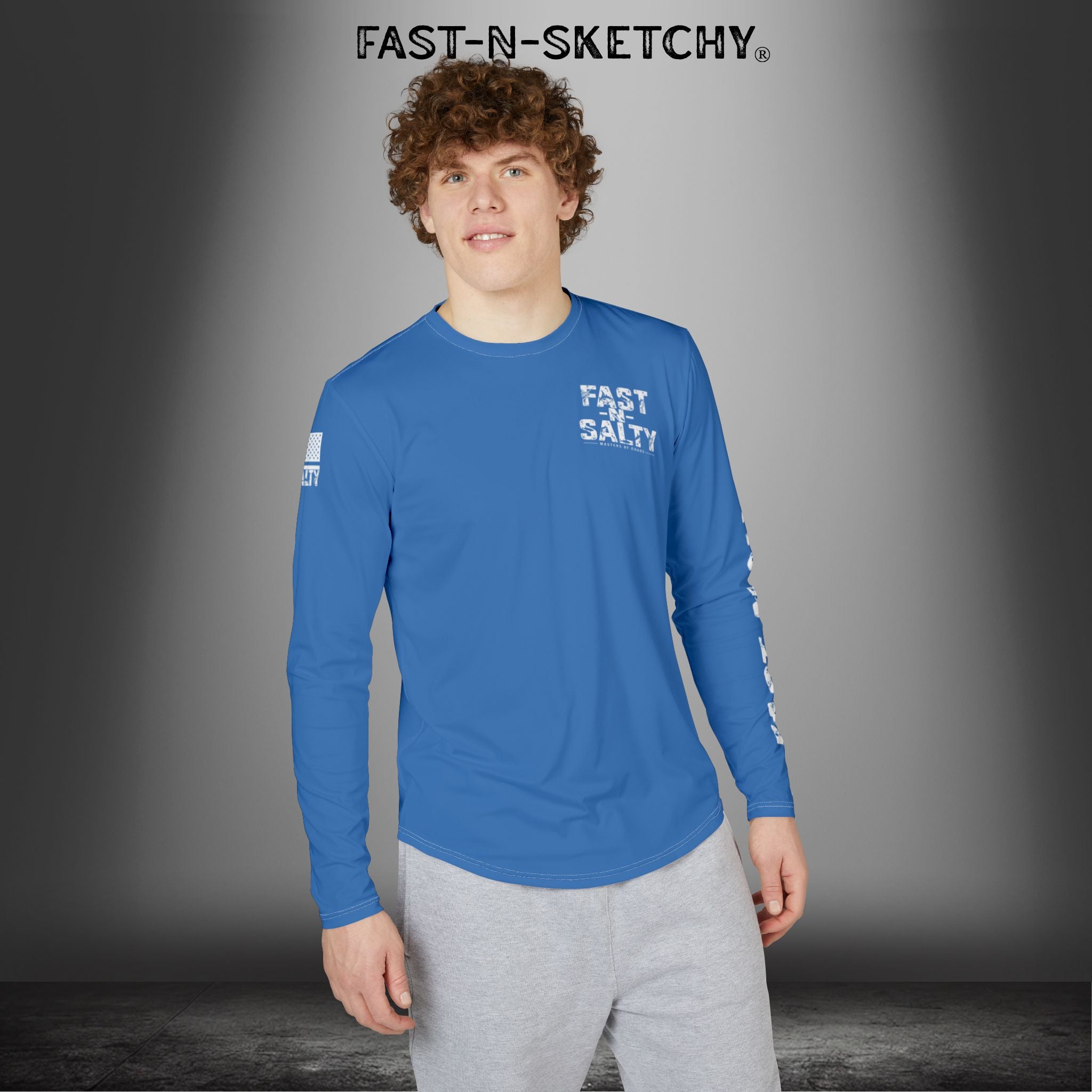Mahi Mahi Fast-N-Salty Blue UV Protection Long Sleeve Shirt - Perfect for Outdoor Adventures and Fishing