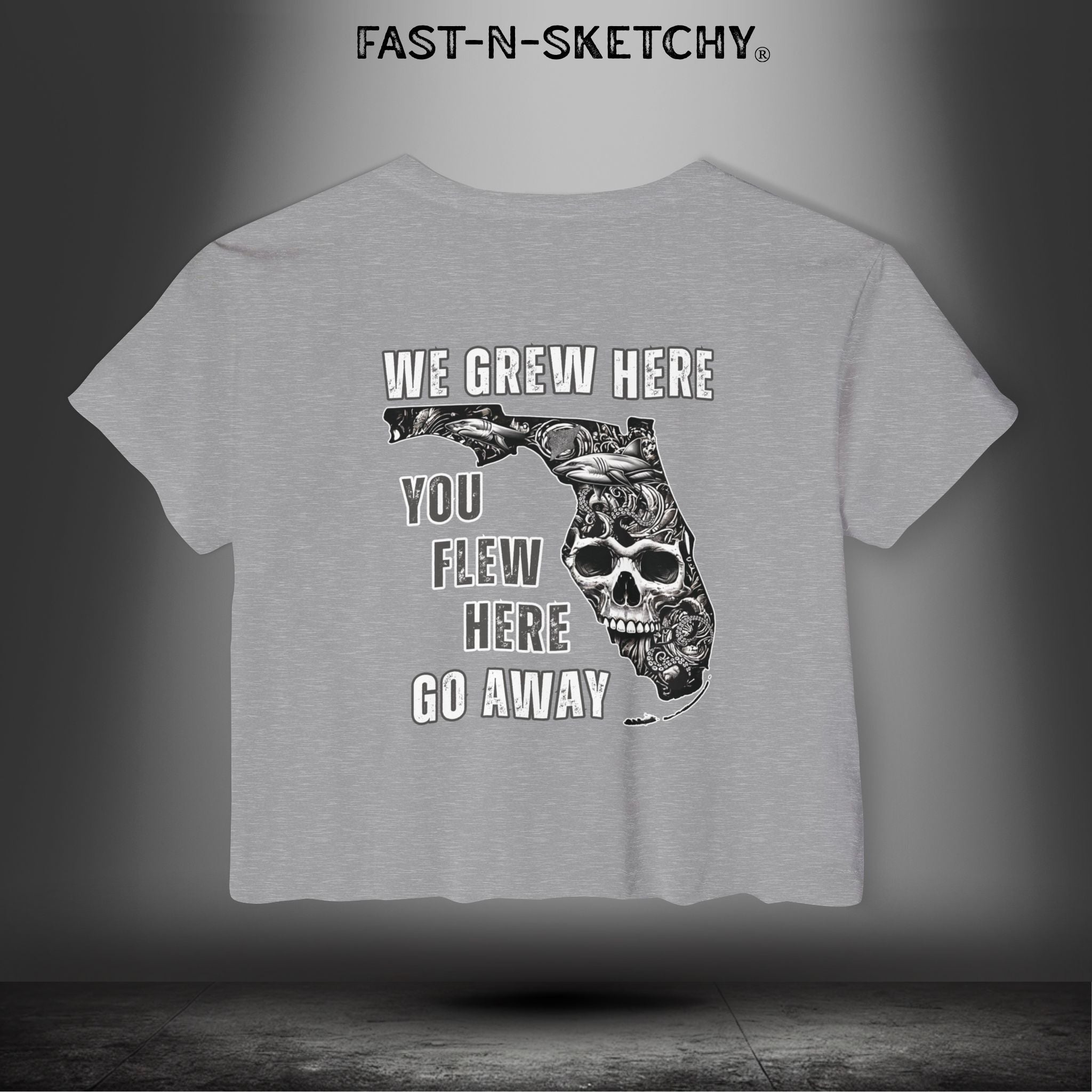 WE GREW HERE, YOU FLEW HERE, GO AWAY: Crop Top (Medium-Weight)