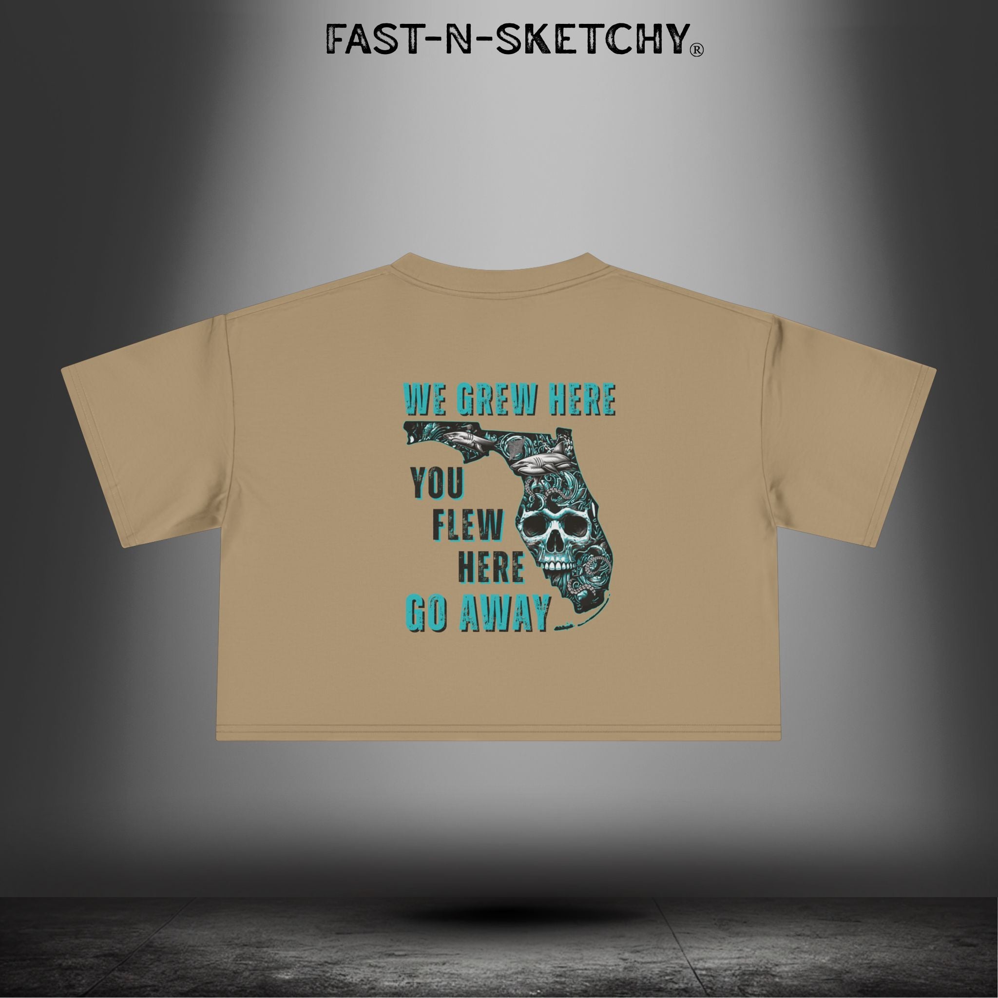 WE GREW HERE, YOU FLEW HERE, GO AWAY: Crop Top (Medium-Weight)