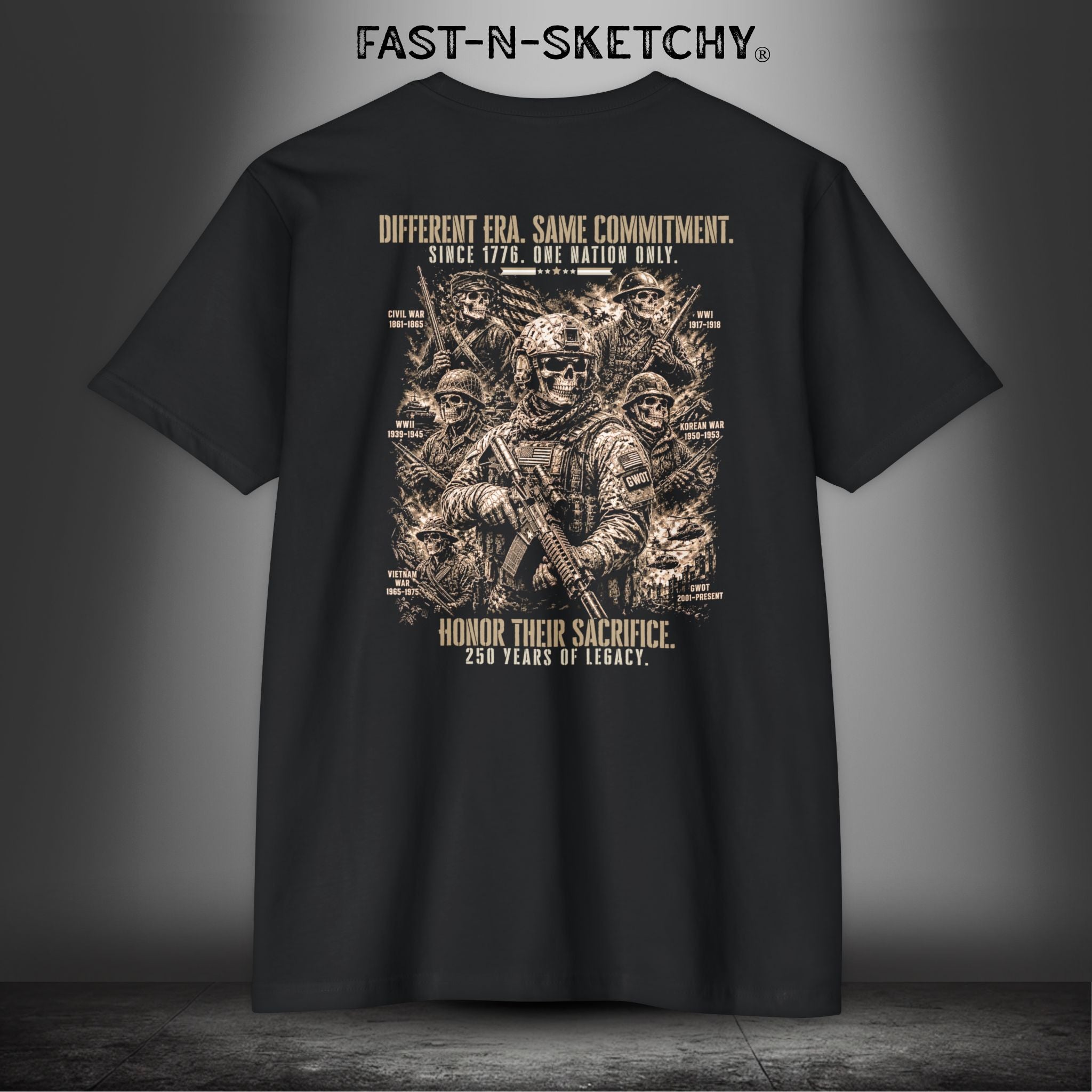 Different Era. Same Commitment. 250-Year Anniversary Military Edition Premium Fitted Tee