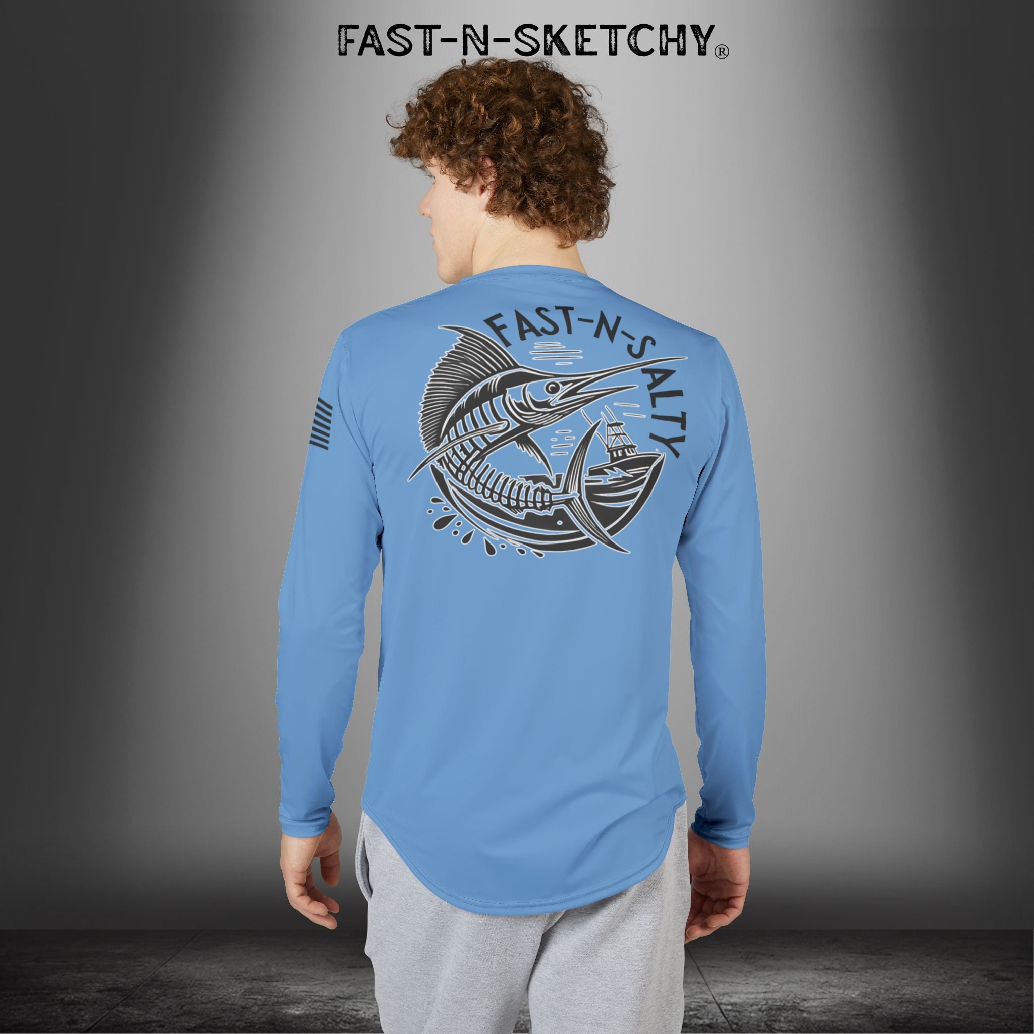 Copy of Fast-N-Salty UV Protection Long Sleeve Shirt - (Light Blue) Perfect for Outdoor Adventures and Fishing