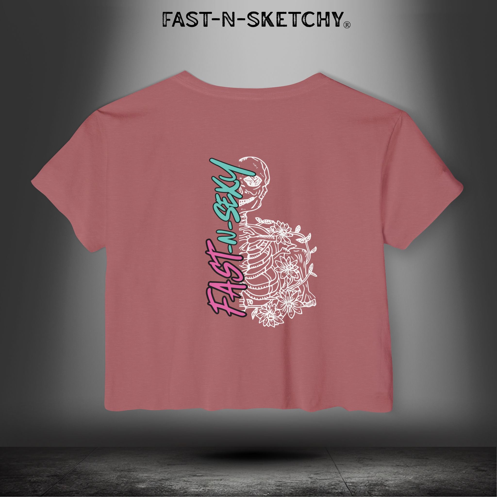 FAST-N-SEXY™ WITH HALF SKULL: Festival Crop Top