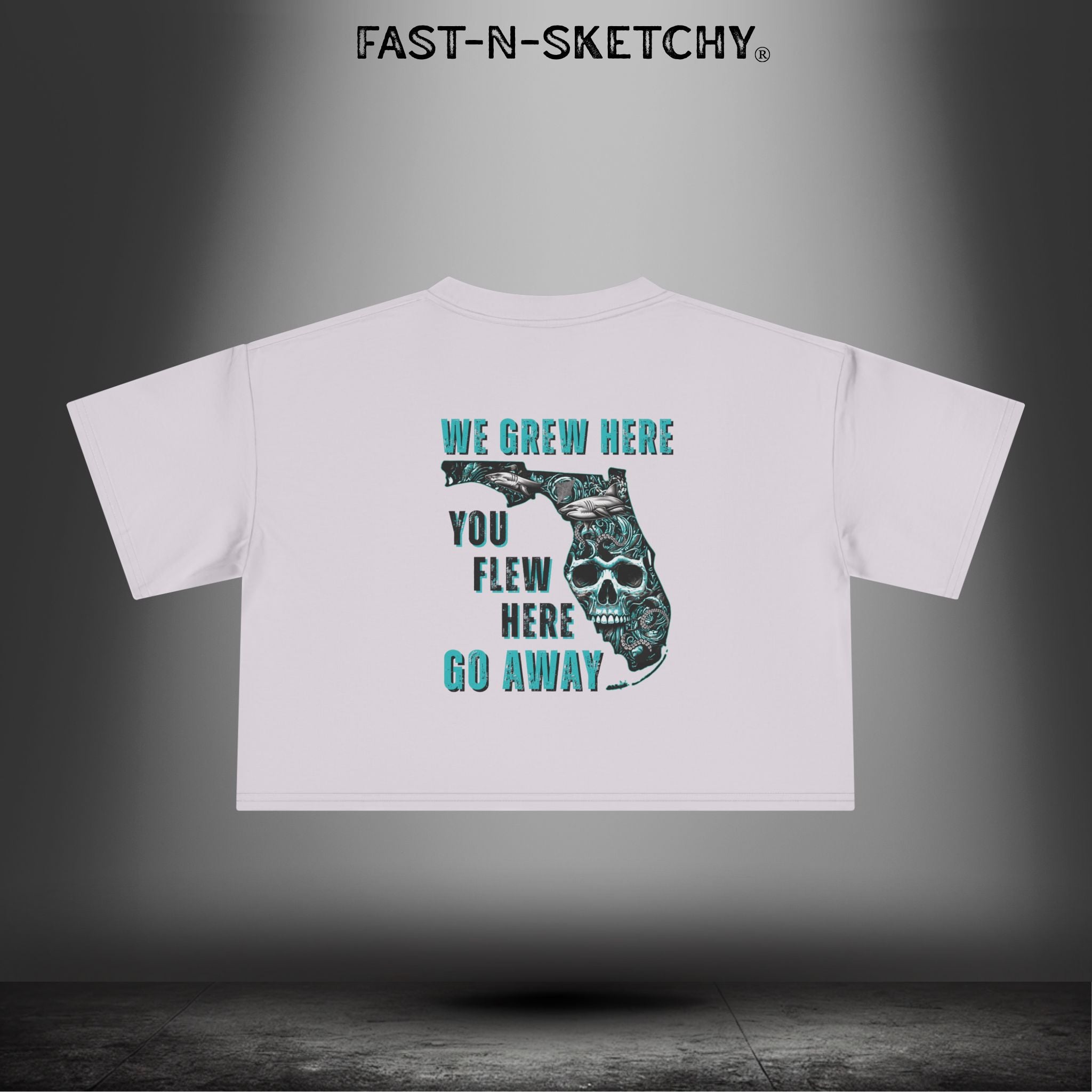 WE GREW HERE, YOU FLEW HERE, GO AWAY: Crop Top (Medium-Weight)